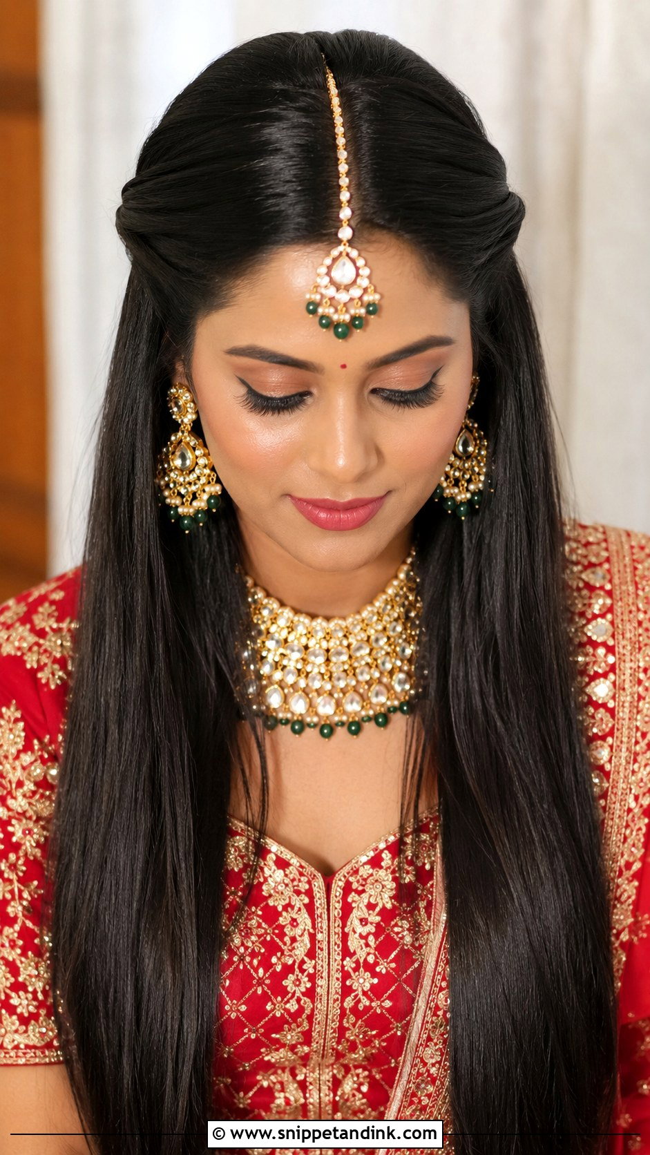 Indian Straight Hair With Maang Tikka - Snippet and Ink - 20 Indian Straight Hair Styles for Wedding