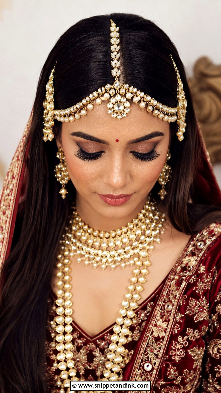 Indian Straight Hair With Matha Patti - Snippet and Ink - 20 Indian Straight Hair Styles for Wedding