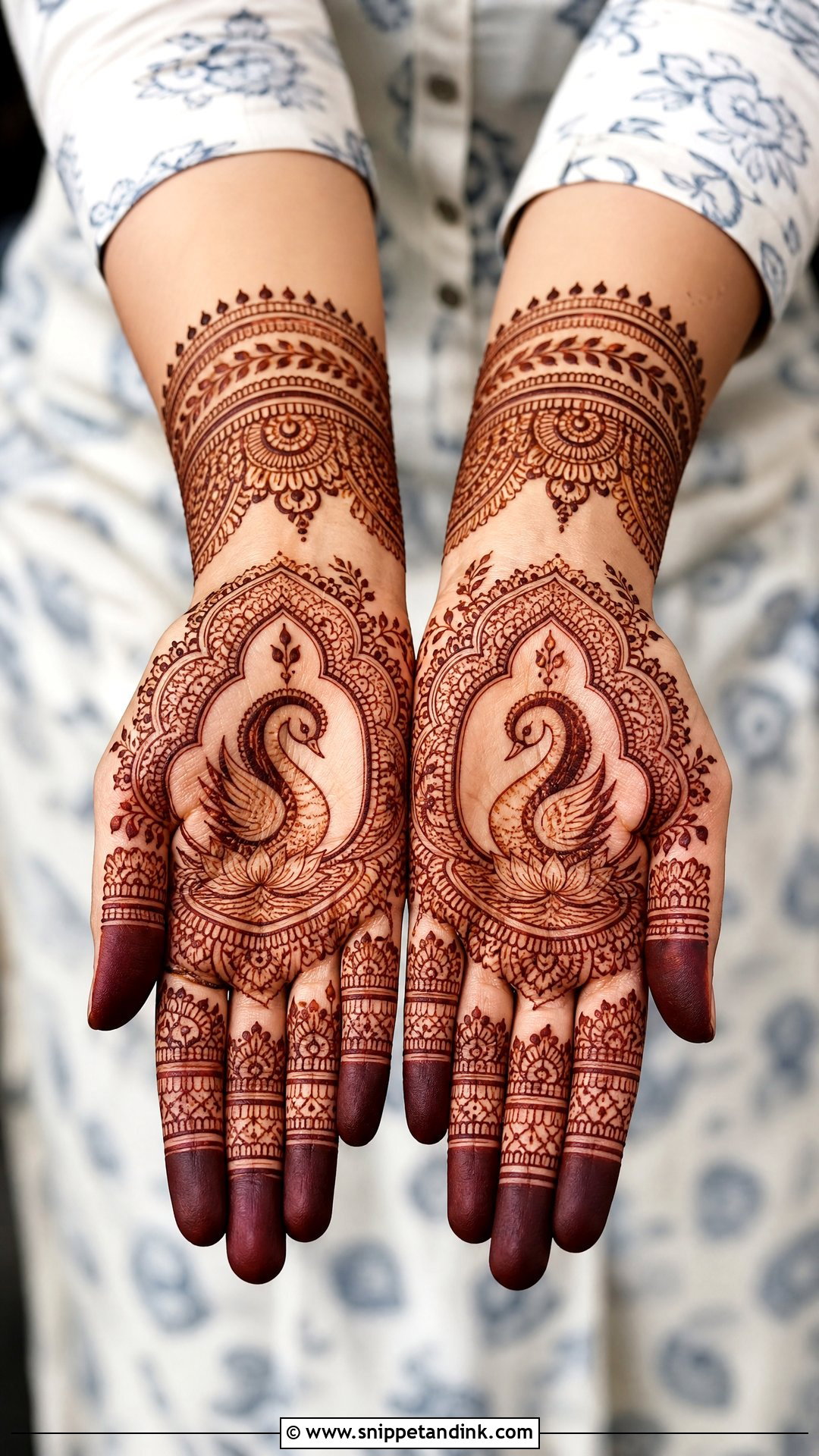 Indian Swan Mehndi Design - Snippet and Ink - 30 Swan Mehndi Designs