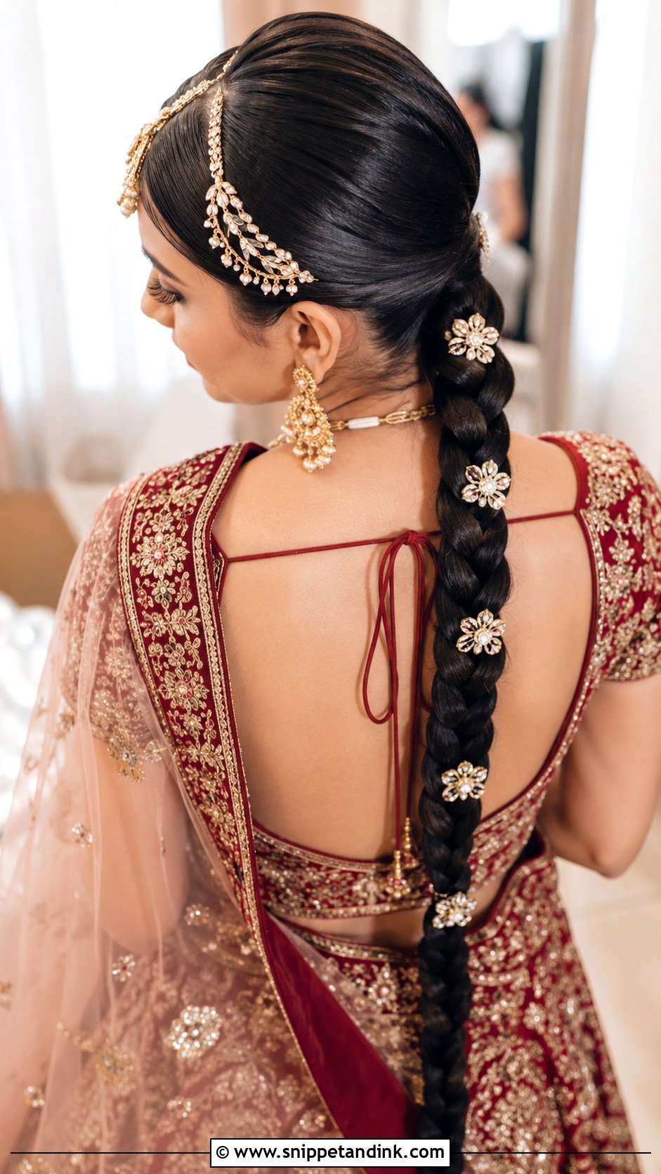 Indian Wedding Braid With Maang Tikka - Snippet and Ink - 15 Indian Wedding Braid Hairstyles