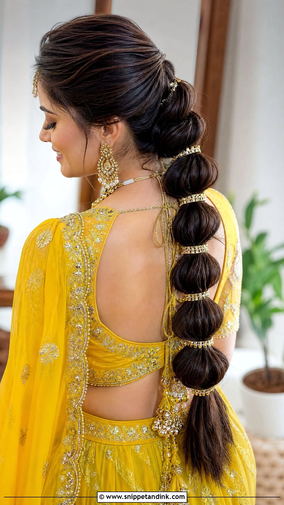 Indian Wedding Bubble Braid - Snippet and Ink - 20 Simple Indian Wedding Hairstyles