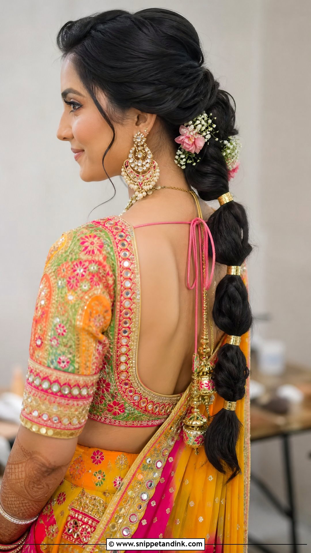 Indian Wedding Bubble Braid - Snippet and Ink - 15 Easy Indian Wedding Hairstyles