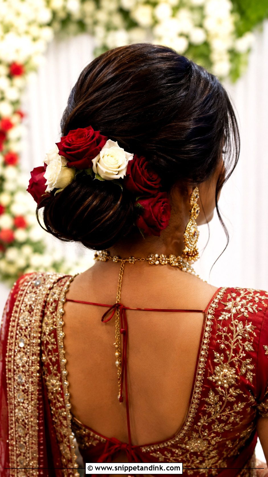 Indian Wedding Bun With Roses - Snippet and Ink - 15 Indian Wedding Hair Bun Ideas