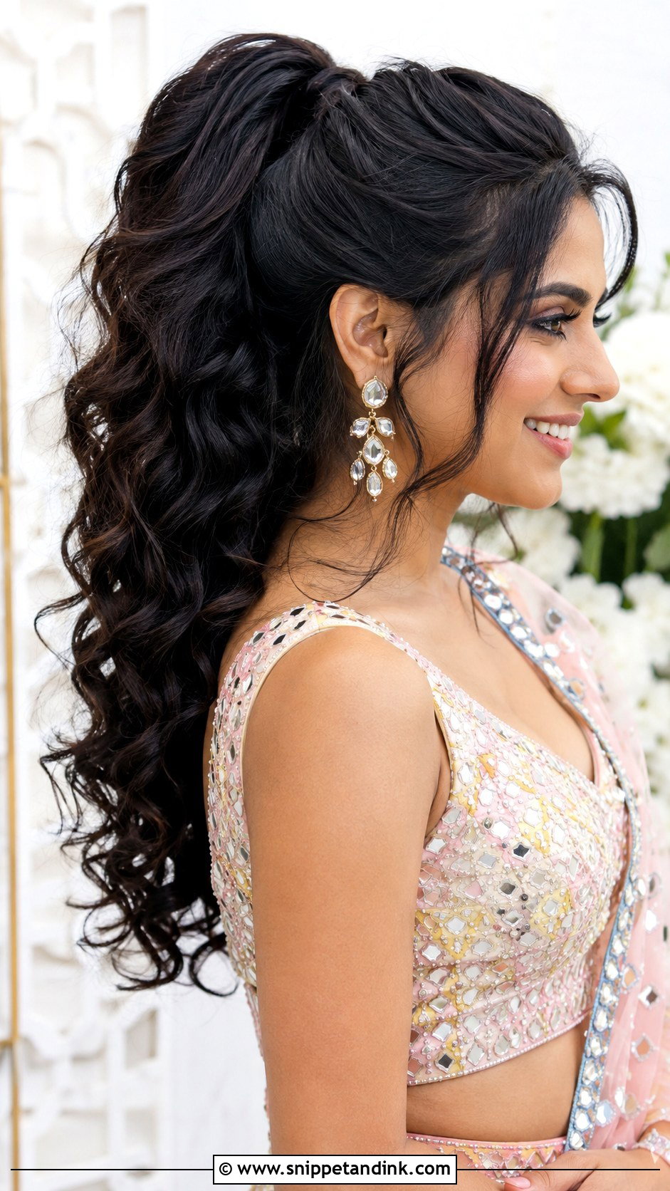 Indian Wedding Curly High Pony - Snippet and Ink - 15 Indian Wedding High Pony Hairstyles