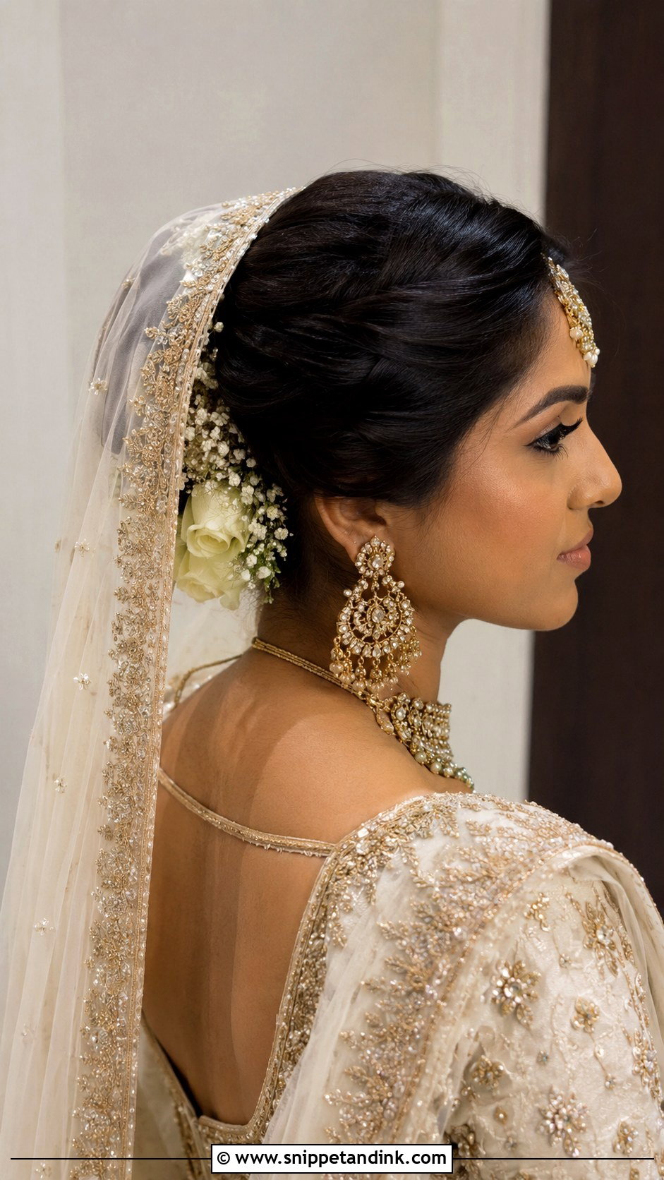 Indian Wedding Dupatta Hair - Snippet and Ink - 15 Hair for Indian Wedding Ideas