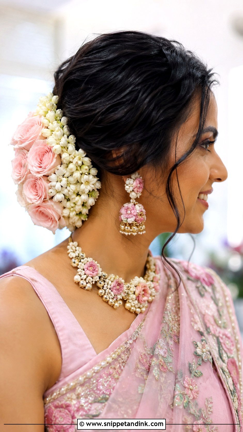 Indian Wedding Floral Bun - Snippet and Ink - 15 Hair for Indian Wedding Ideas
