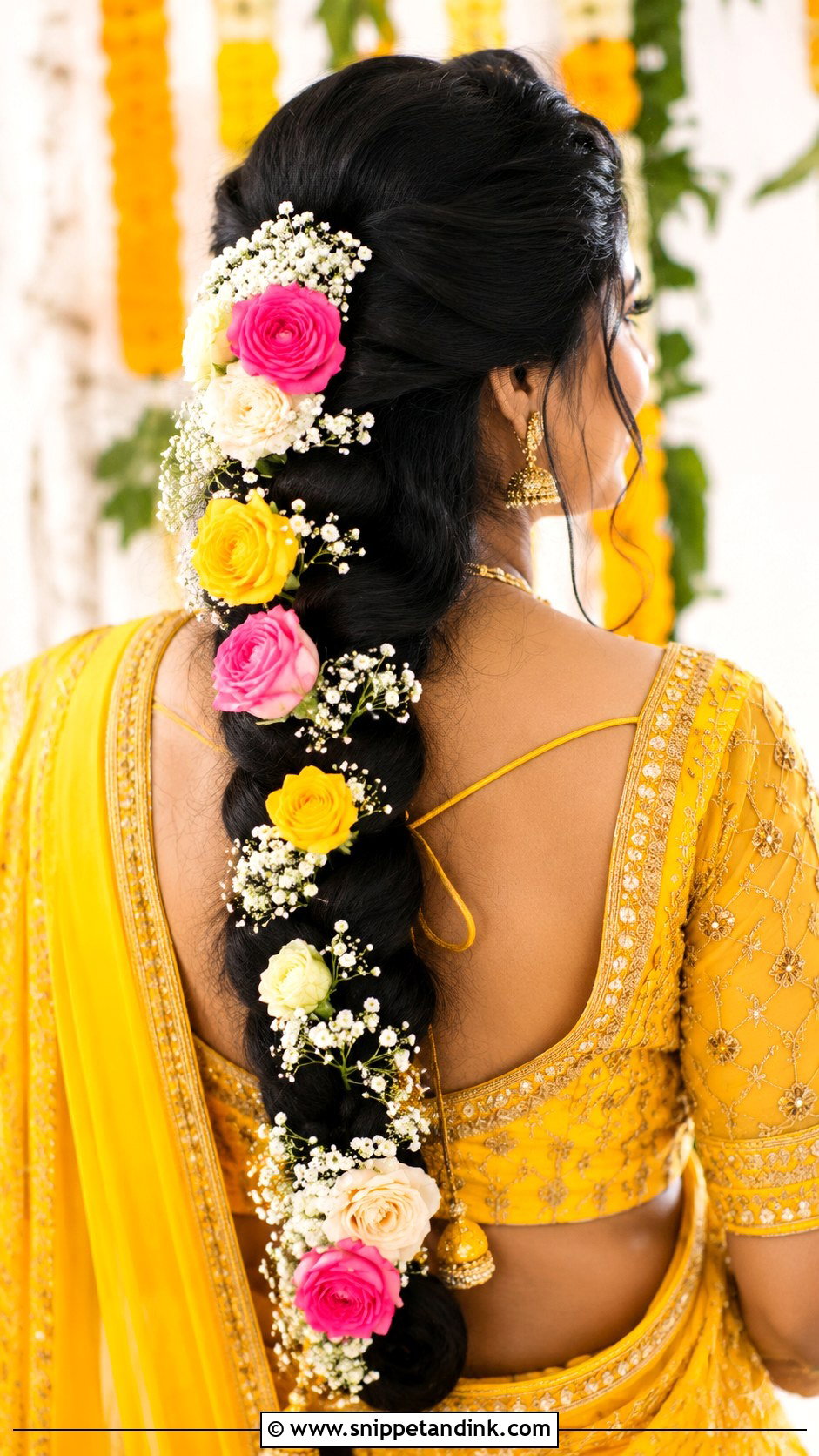 Indian Wedding Flower Braid - Snippet and Ink - 15 Indian Wedding Function Hairstyles