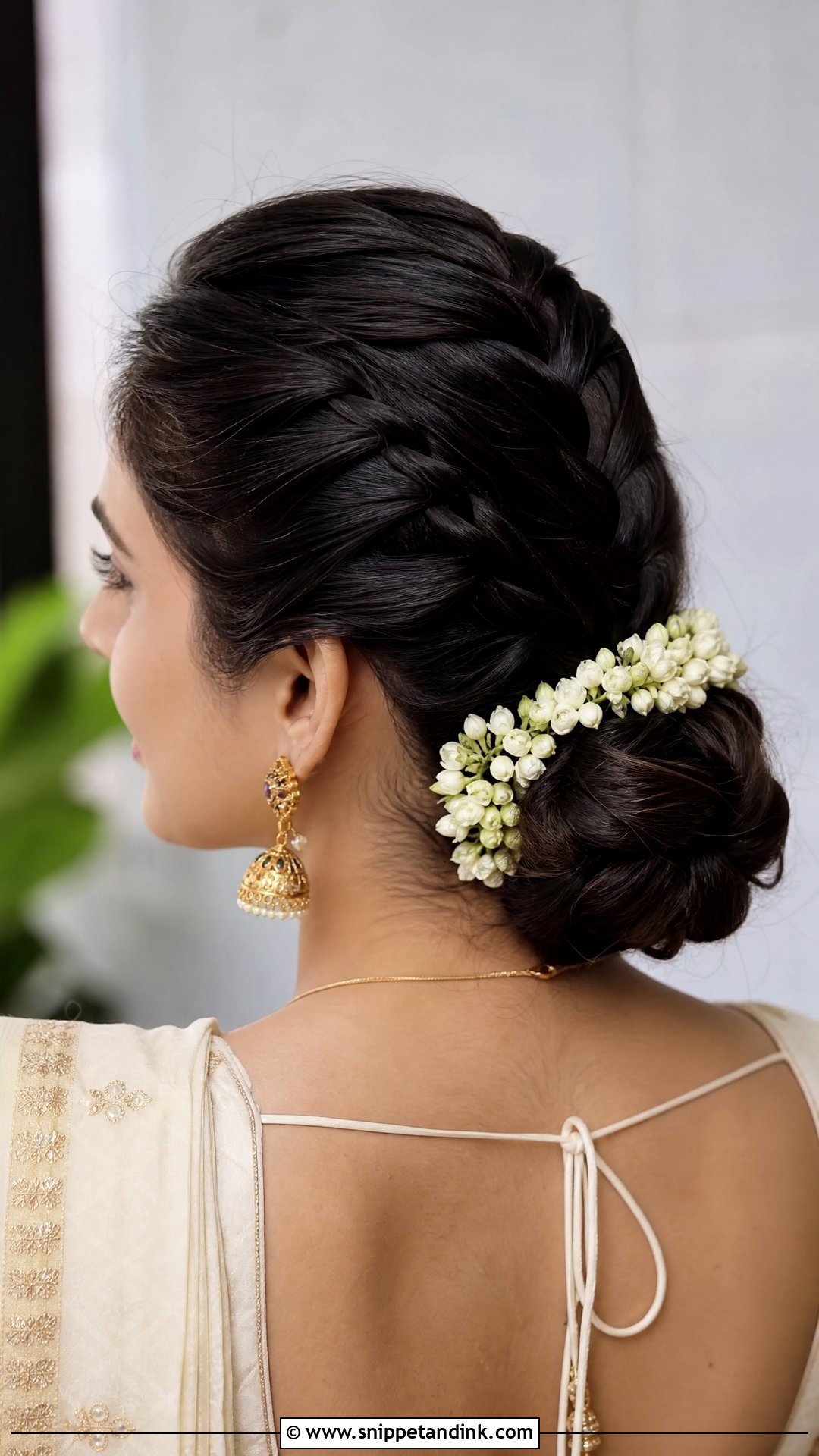 Indian Wedding French Braid Bun - Snippet and Ink - 20 Simple Indian Wedding Hairstyles