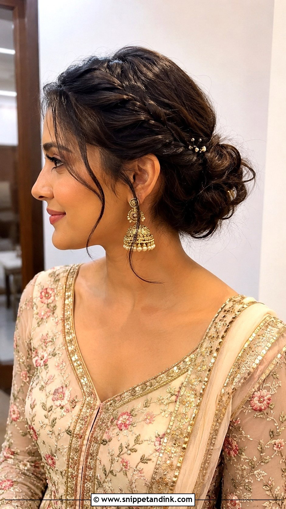 Indian Wedding Guest Braided Bun - Snippet and Ink - 20 Indian Wedding Guest Hair Ideas