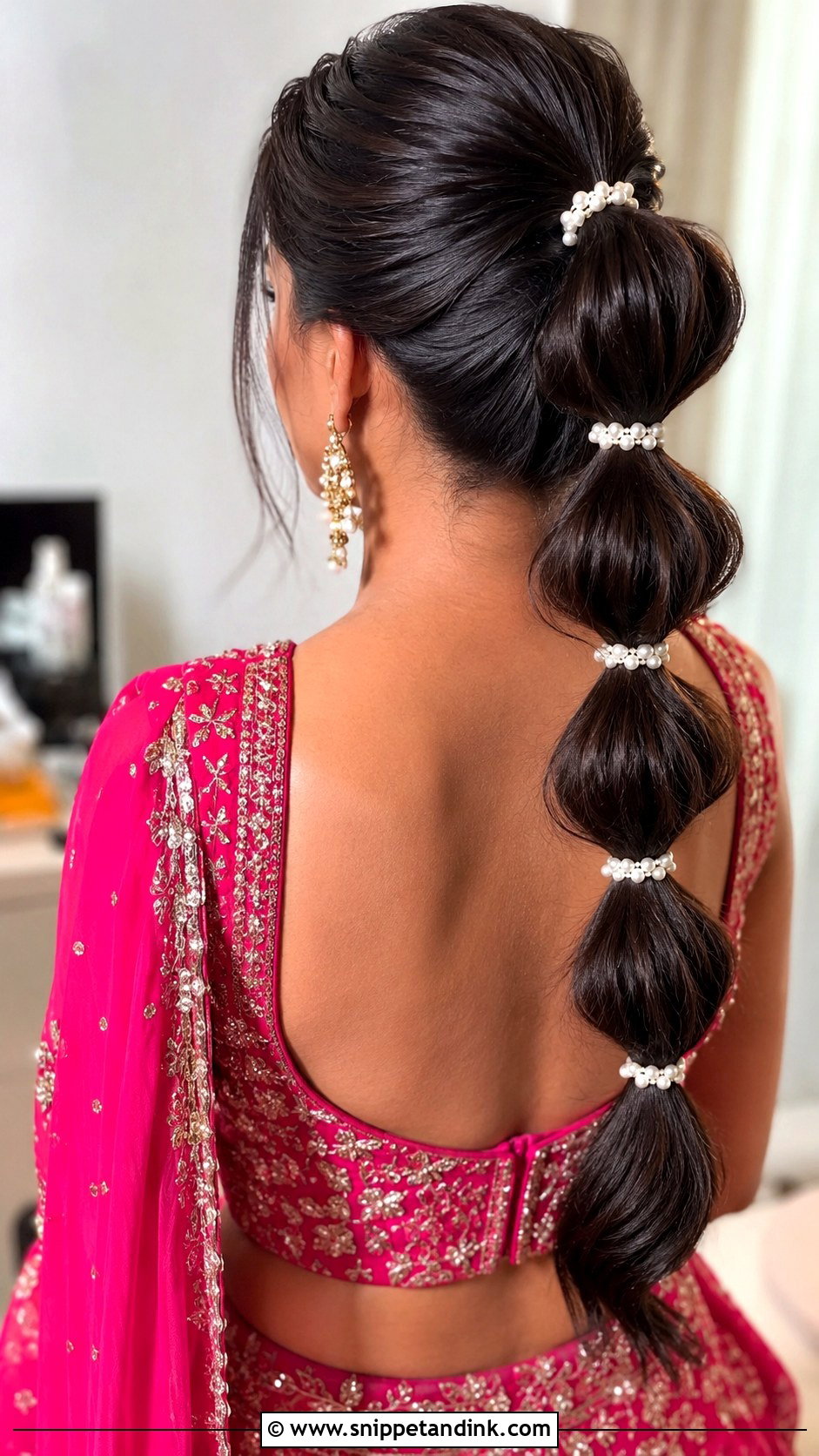 Indian Wedding Guest Bubble Braid - Snippet and Ink - 20 Indian Wedding Guest Hair Ideas