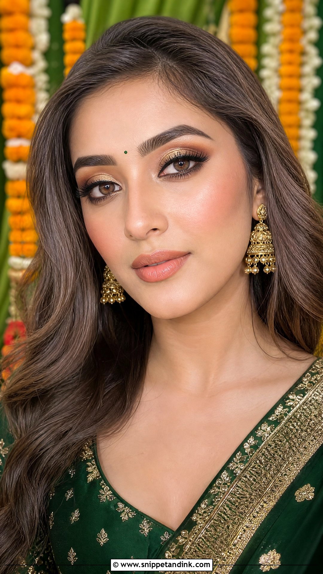 Indian Wedding Guest Green Outfit Makeup - Snippet and Ink - 20 Indian Wedding Guest Makeup Look Ideas