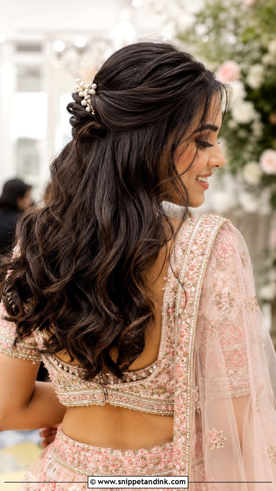 Indian Wedding Guest Half Up Half Down Hair - Snippet and Ink - 20 Indian Wedding Guest Hair Ideas