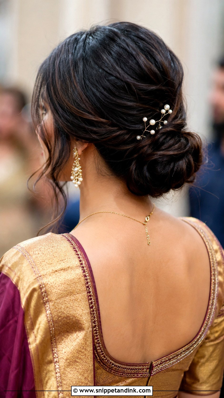 Indian Wedding Guest Low Bun - Snippet and Ink - 20 Indian Wedding Guest Hair Ideas