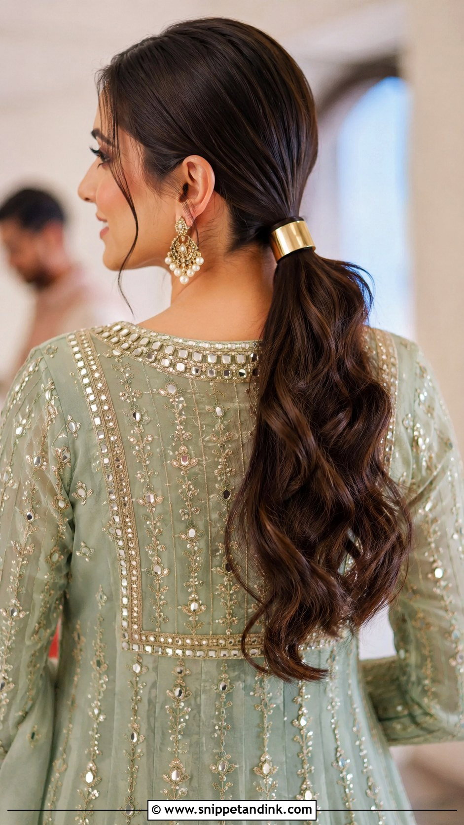Indian Wedding Guest Low Ponytail - Snippet and Ink - 20 Indian Wedding Guest Hair Ideas