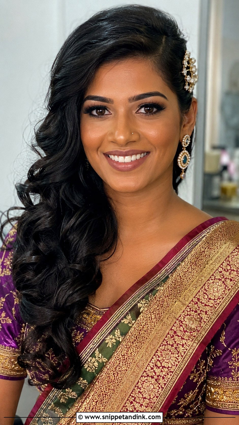 Indian Wedding Guest Side Swept Curls - Snippet and Ink - 20 Indian Wedding Guest Hair Ideas