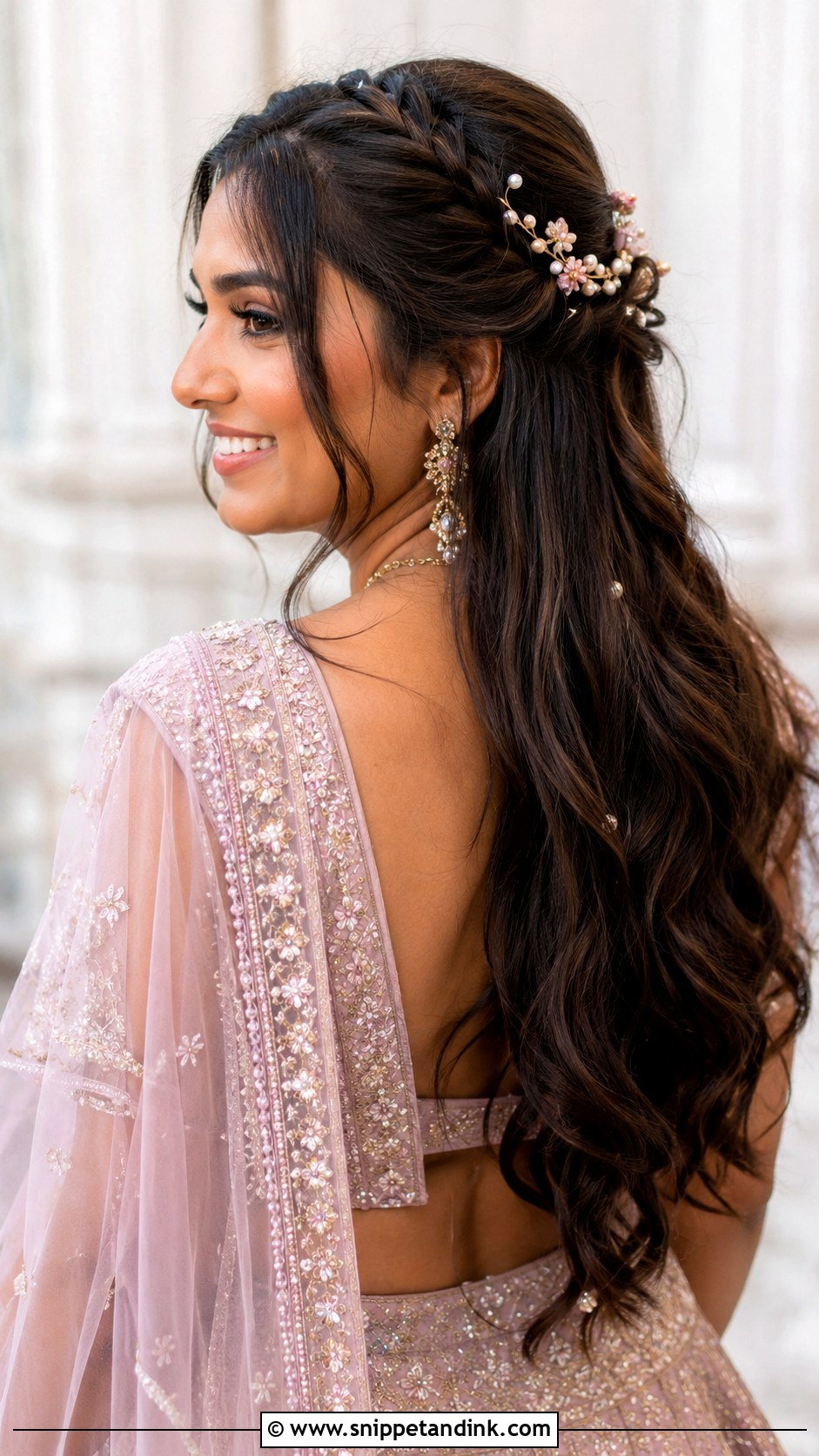 Indian Wedding Half Up Braid - Snippet and Ink - 15 Indian Wedding Braid Hairstyles