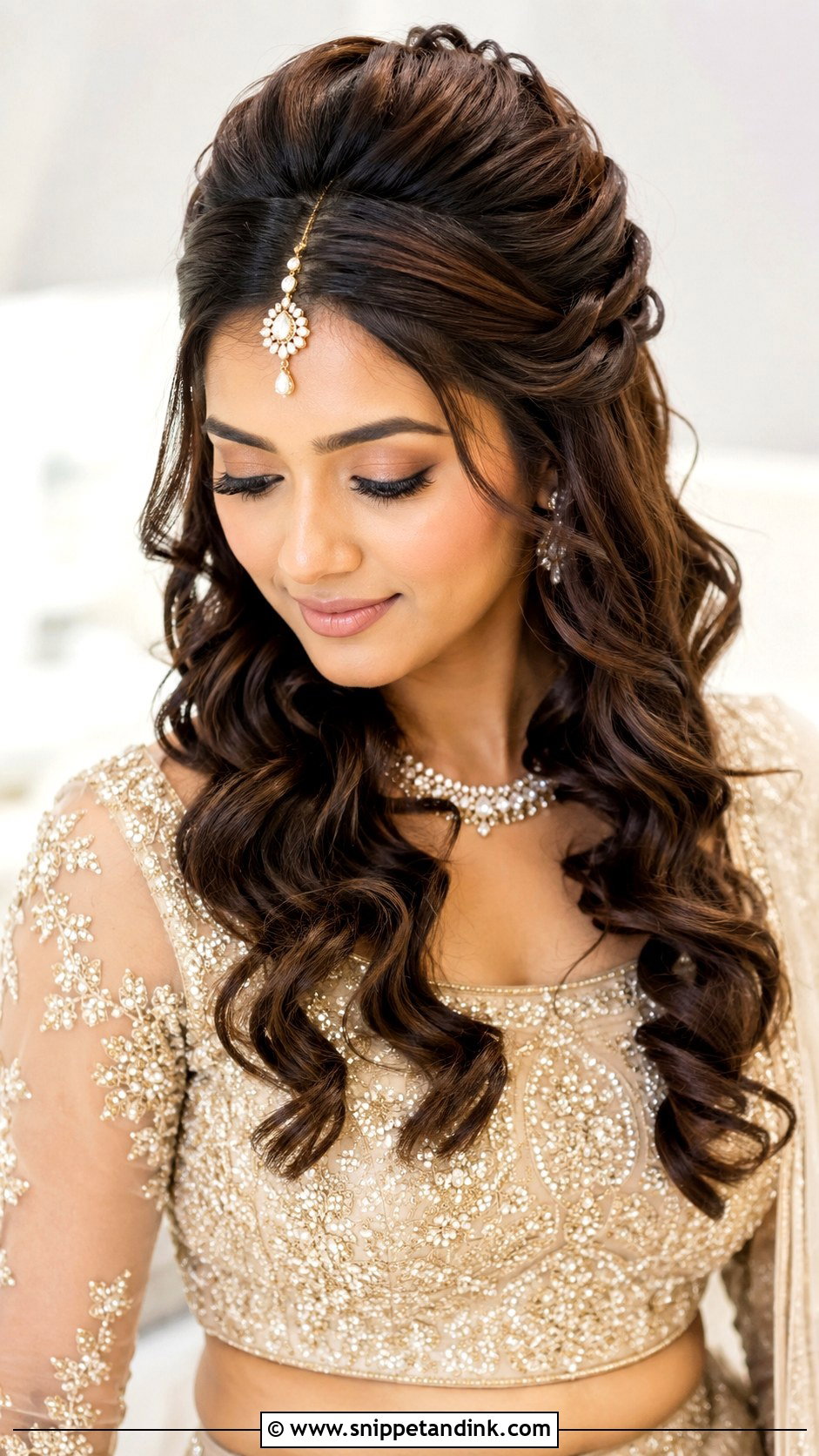 Indian Wedding Half Up Curls - Snippet and Ink - 15 Indian Weddings Hairstyles