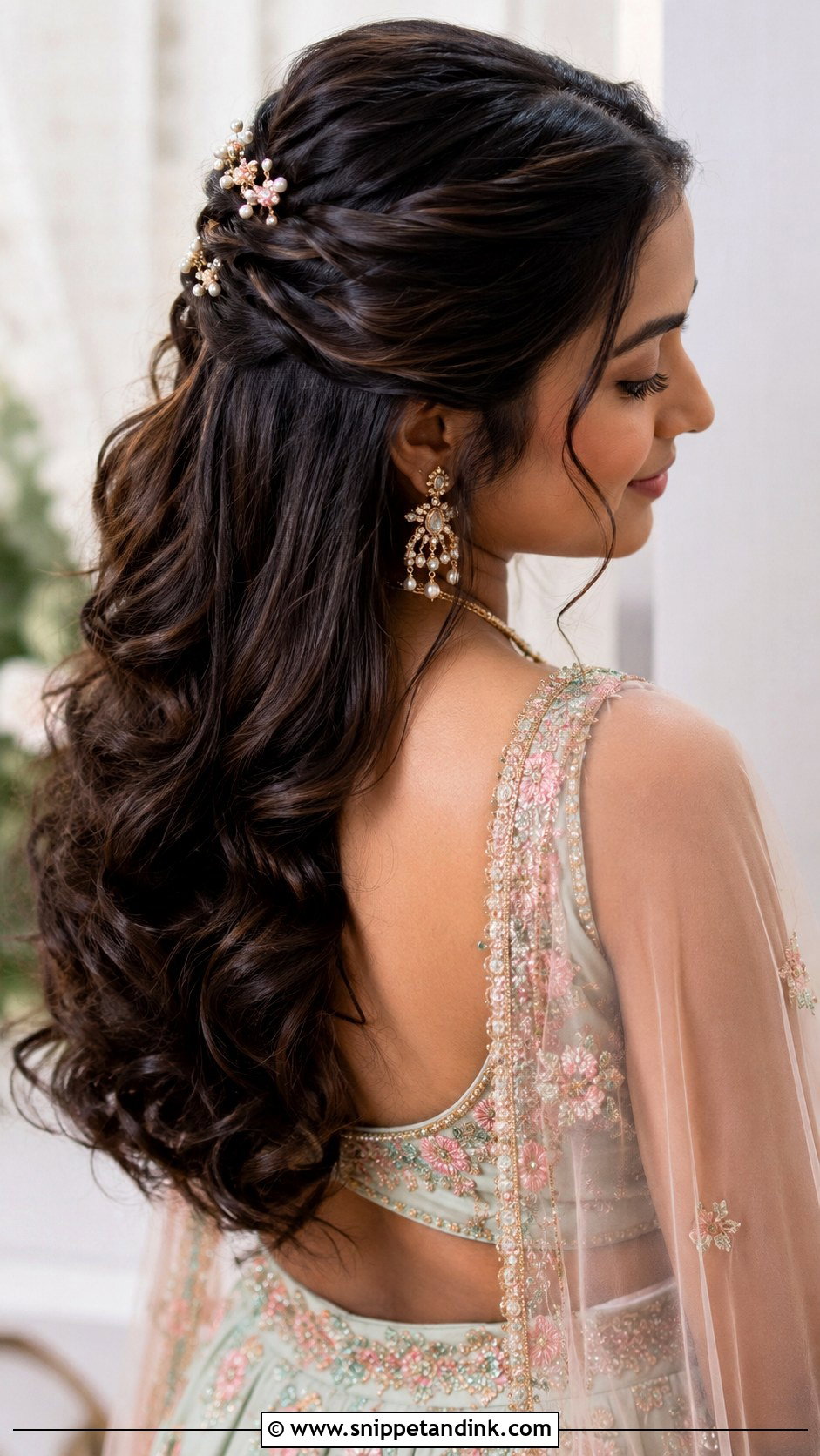 Indian Wedding Half Up Half Down Hair - Snippet and Ink - 15 Indian Wedding Function Hairstyles