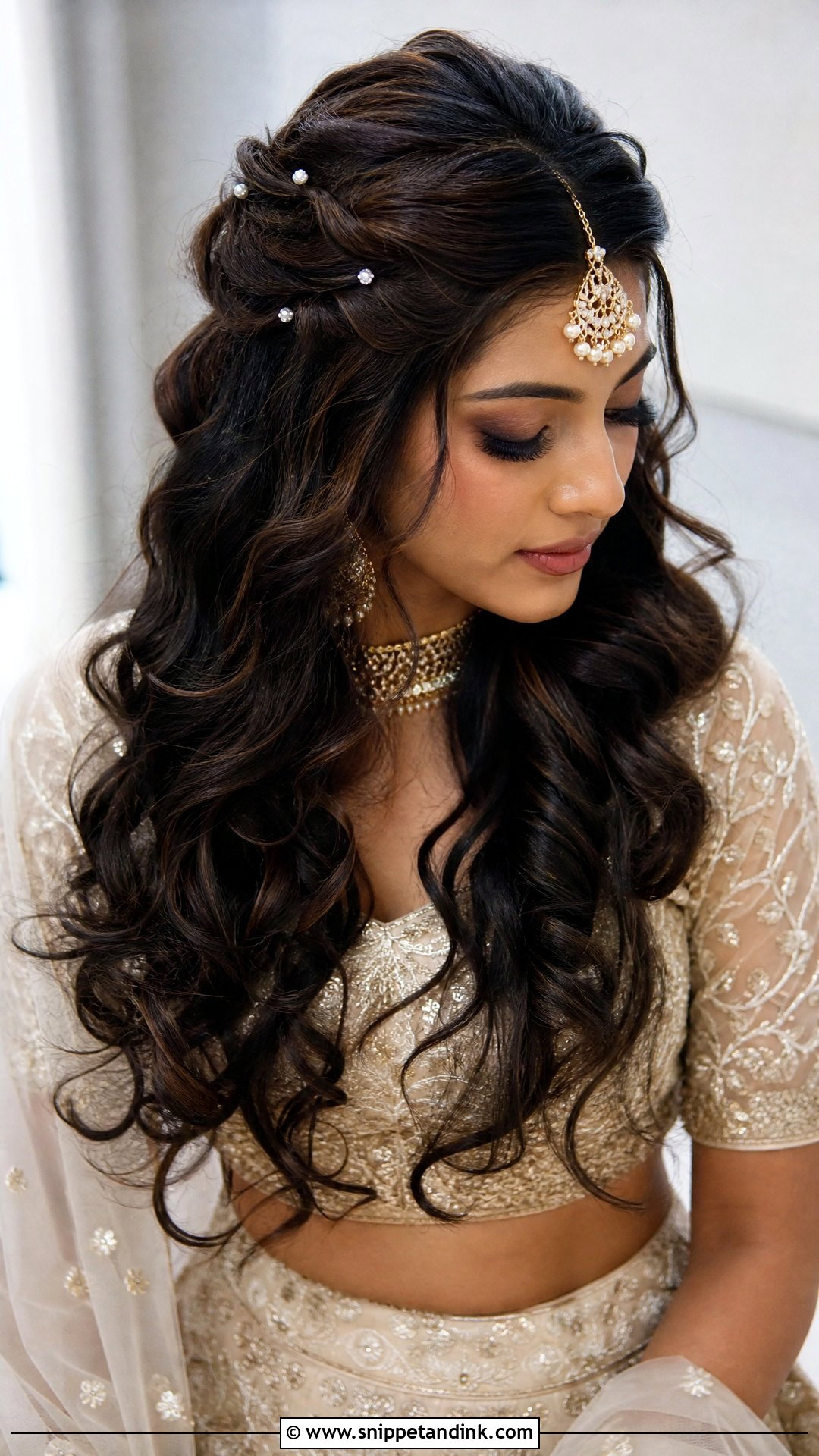 Indian Wedding Half Up Half Down Hair - Snippet and Ink - 20 Simple Indian Wedding Hairstyles