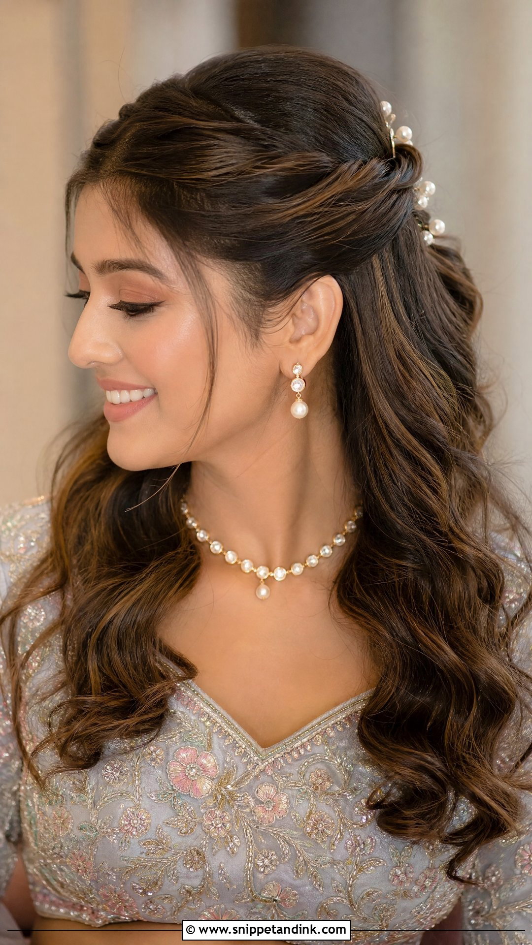 Indian Wedding Half Up Half Down - Snippet and Ink - 15 Easy Indian Wedding Hairstyles
