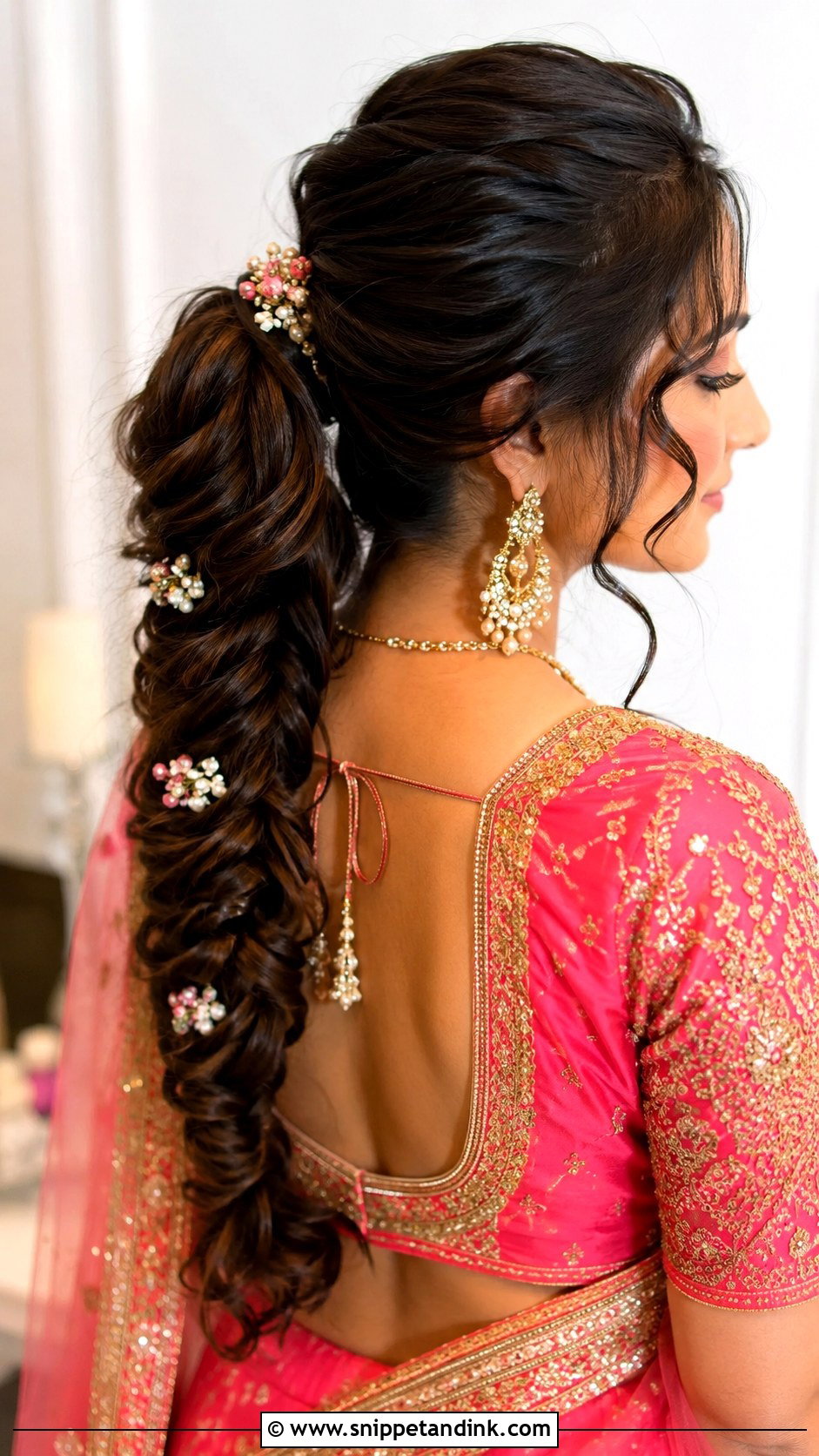 Indian Wedding High Pony With Fishtail Braid - Snippet and Ink - 15 Indian Wedding High Pony Hairstyles