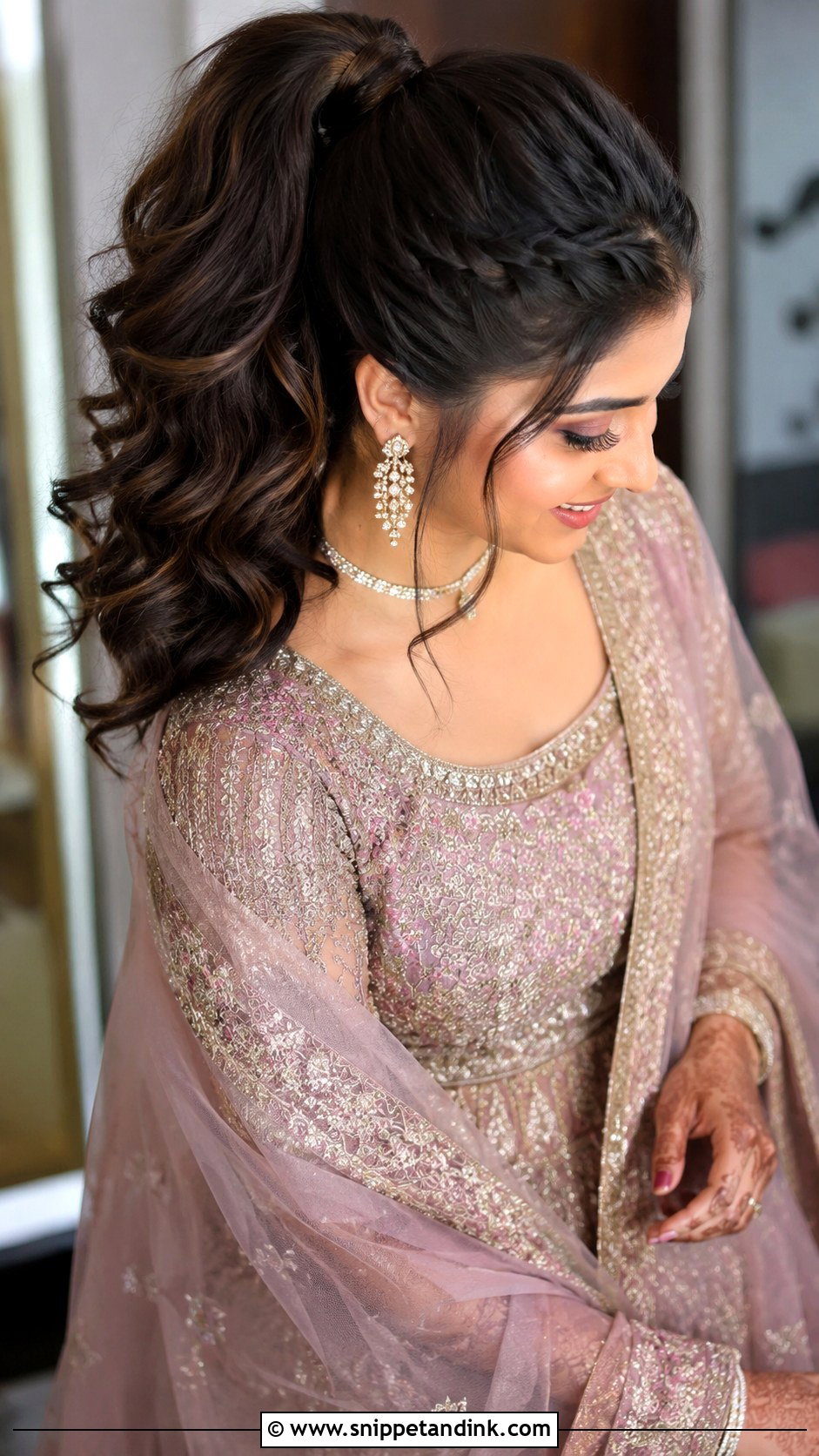 Indian Wedding High Pony With Front Twists - Snippet and Ink - 15 Indian Wedding High Pony Hairstyles