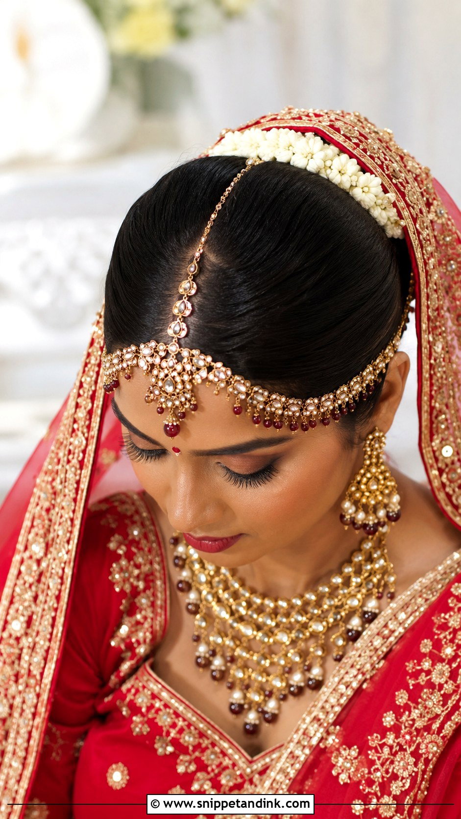 Indian Wedding Juda With Dupatta - Snippet and Ink - 15 Indian Weddings Hairstyles