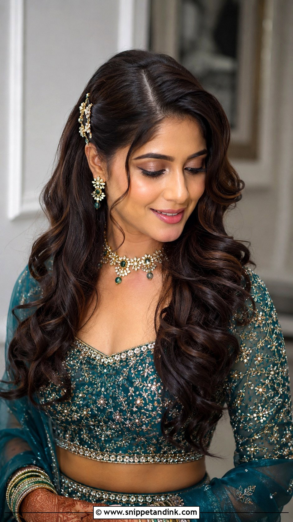 Indian Wedding Loose Curls - Snippet and Ink - 15 Indian Hairstyle for Marriage Ideas