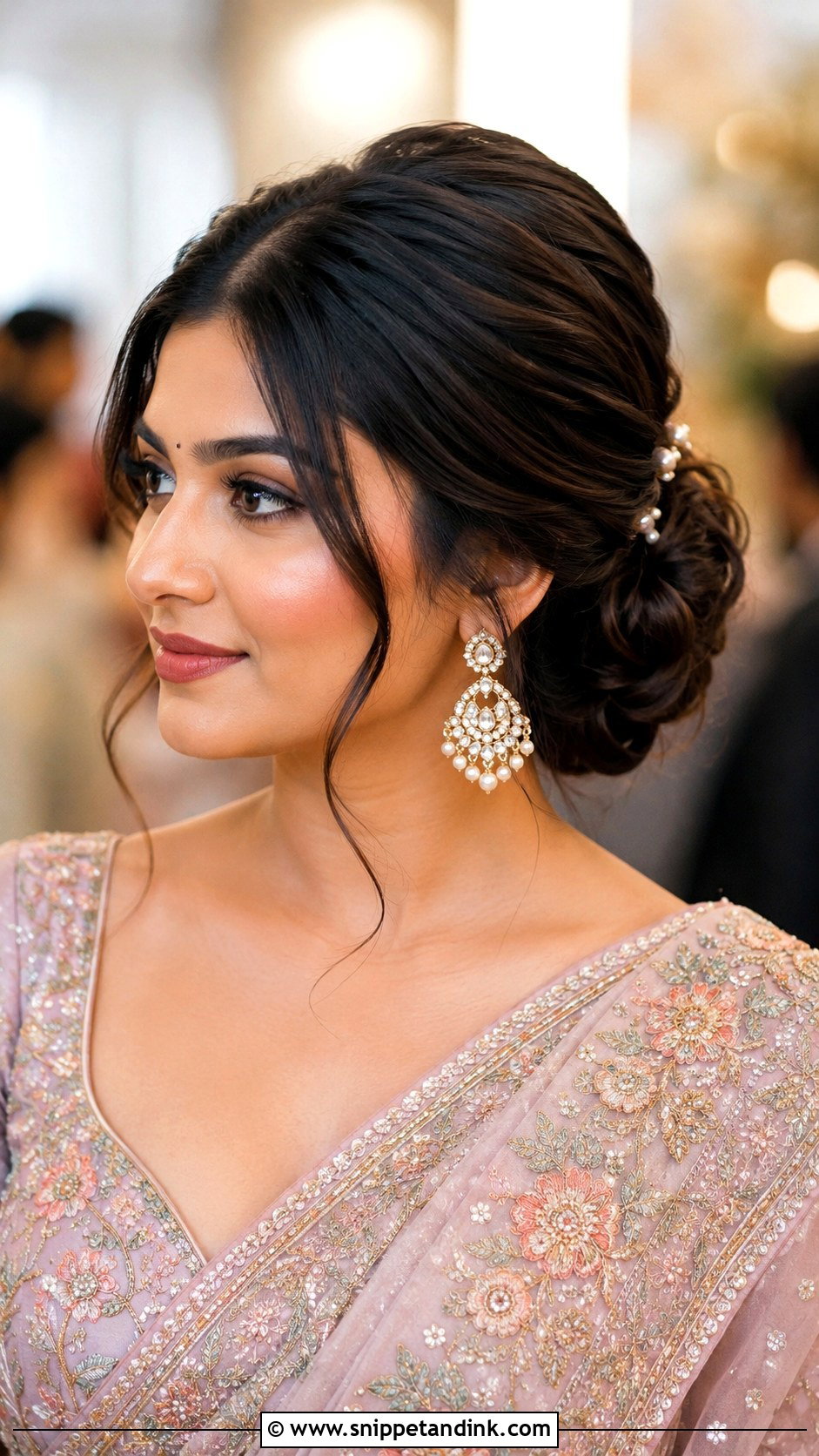 Indian Wedding Low Bun - Snippet and Ink - 15 Indian Wedding Function Hairstyles