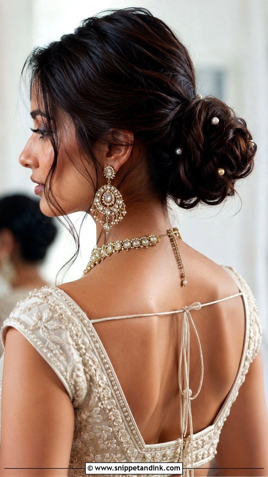 Indian Wedding Low Bun - Snippet and Ink - 20 Indian Marriage Hair Styles