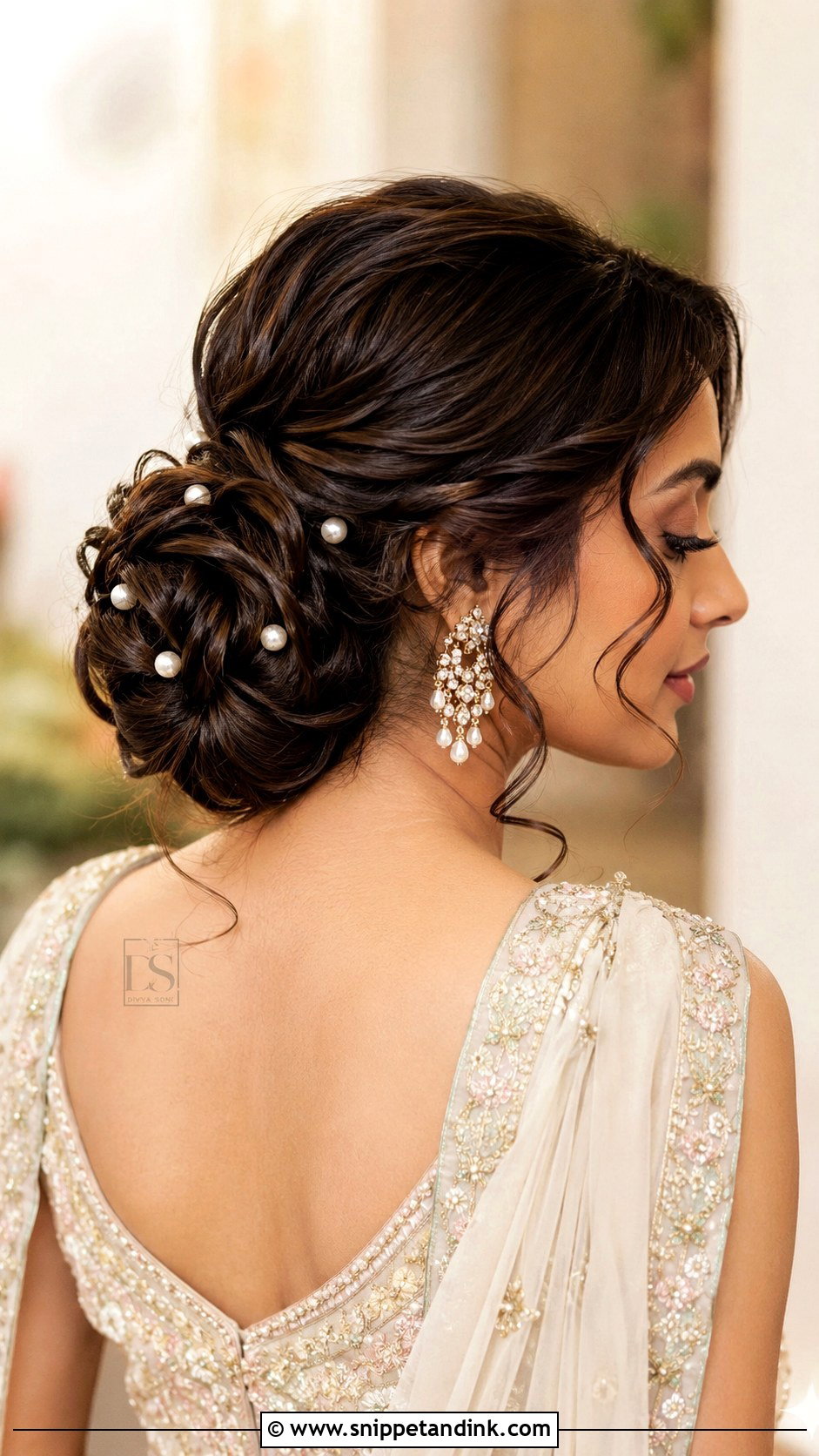 Indian Wedding Pearl Bun - Snippet and Ink - 20 Indian Marriage Hair Styles