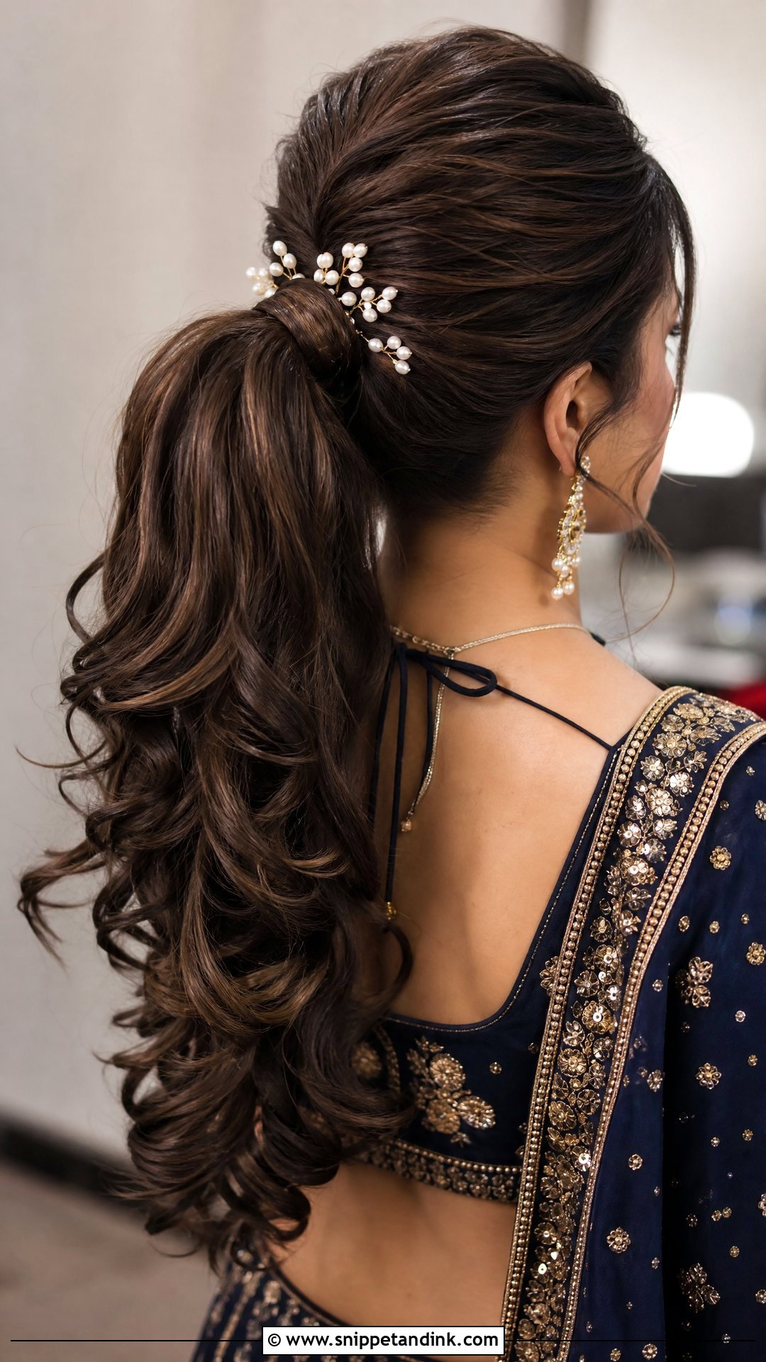 Indian Wedding Ponytail With Curls - Snippet and Ink - 20 Simple Indian Wedding Hairstyles