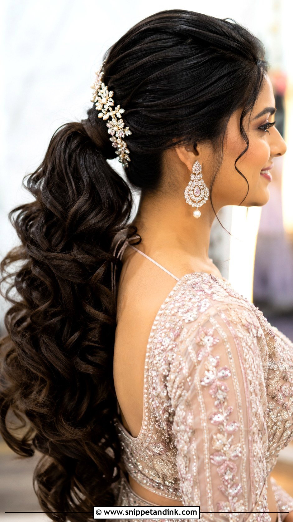 Indian Wedding Ponytail With Curls - Snippet and Ink - 15 Indian Weddings Hairstyles