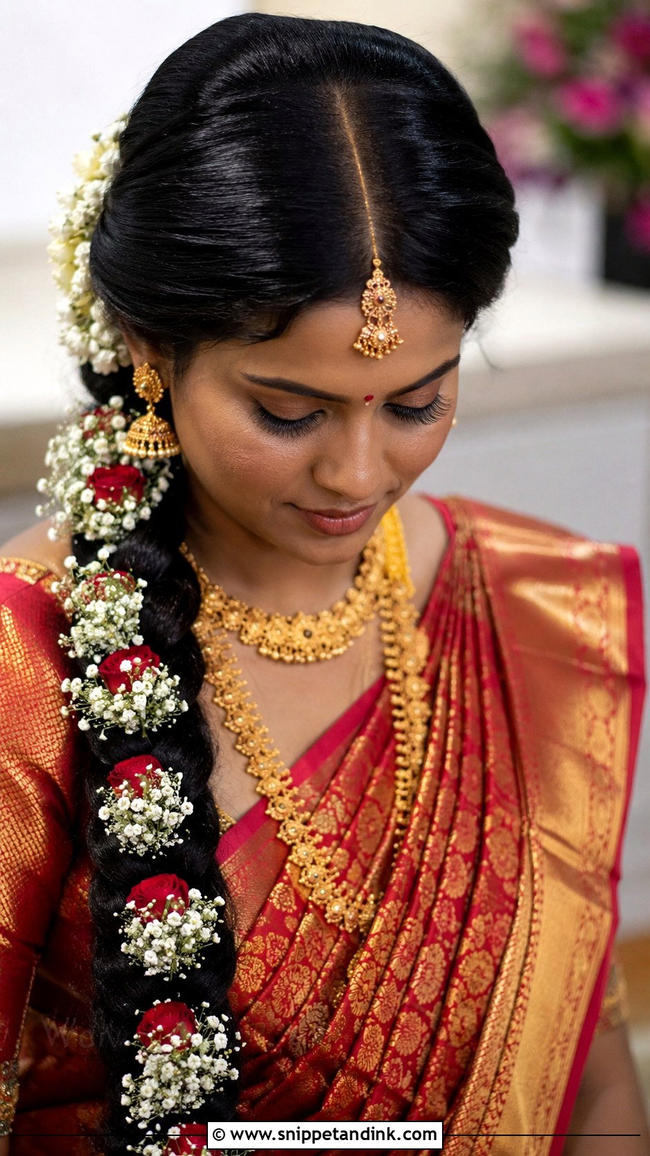 Indian Wedding Poola Jada Hairstyle - Snippet and Ink - 20 Front Look Hairstyle for Indian Wedding Ideas