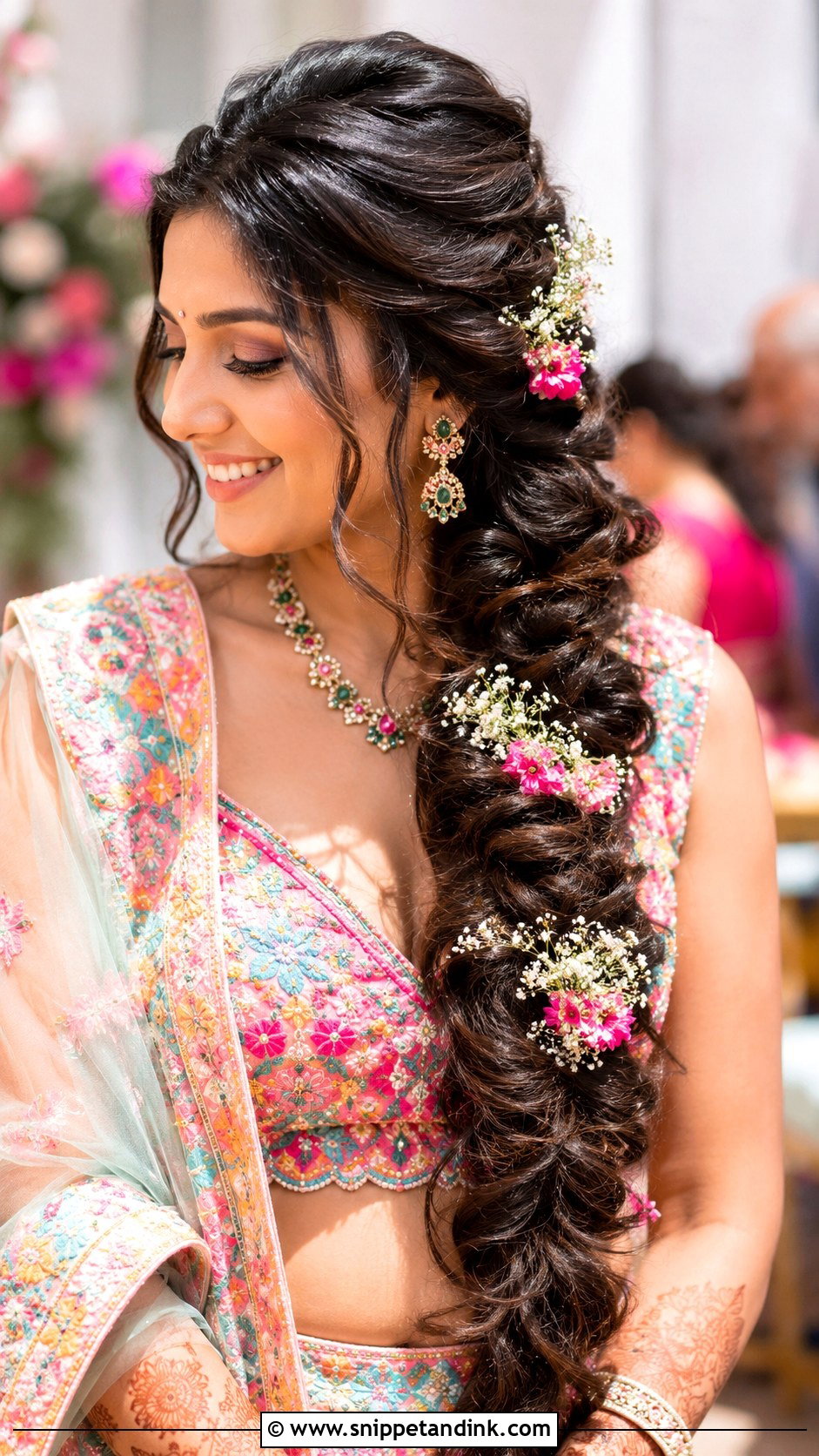 Indian Wedding Side Braid - Snippet and Ink - 15 Indian Wedding Function Hairstyles