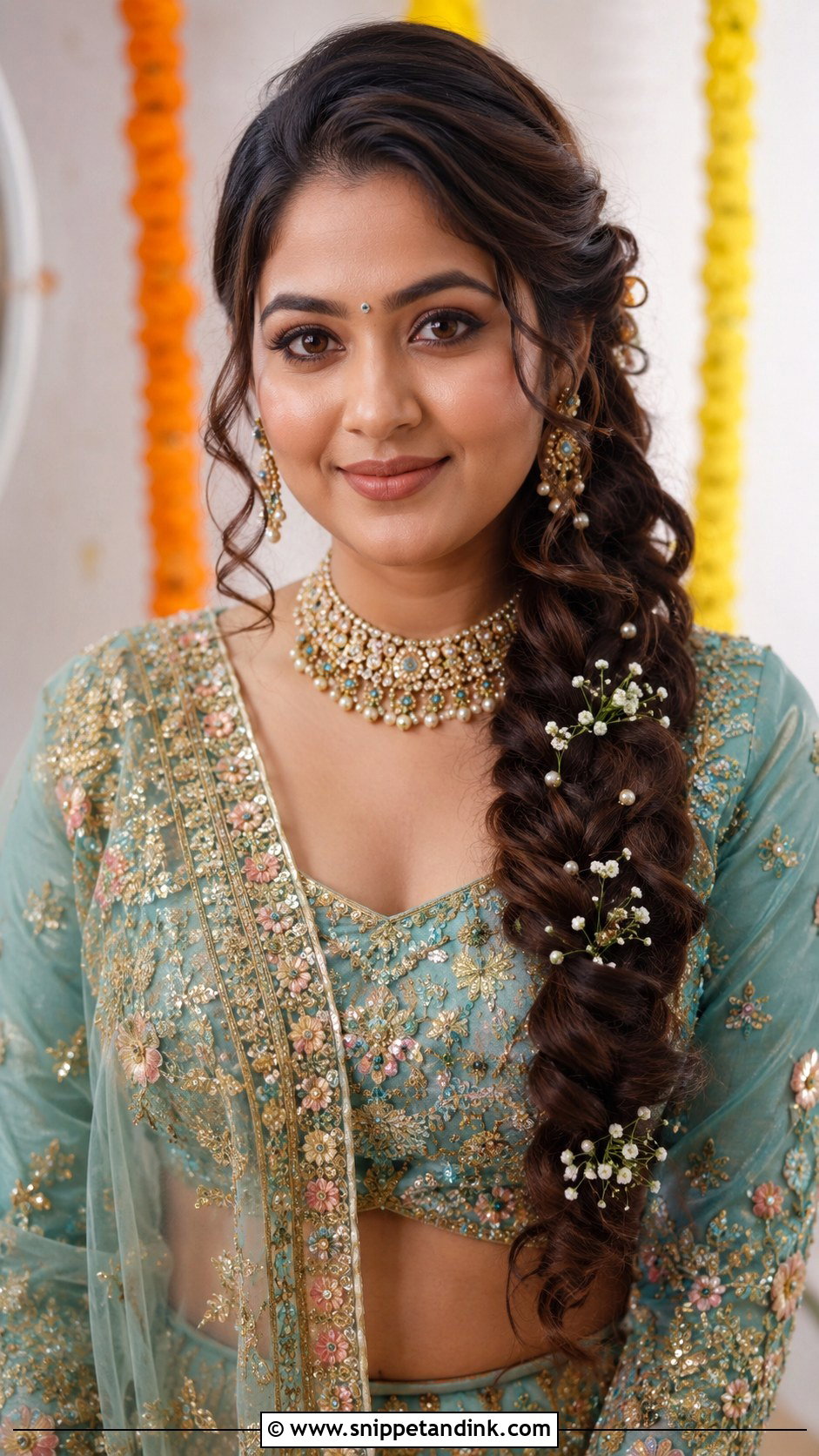 Indian Wedding Side Braid - Snippet and Ink - 20 Indian Marriage Hair Styles