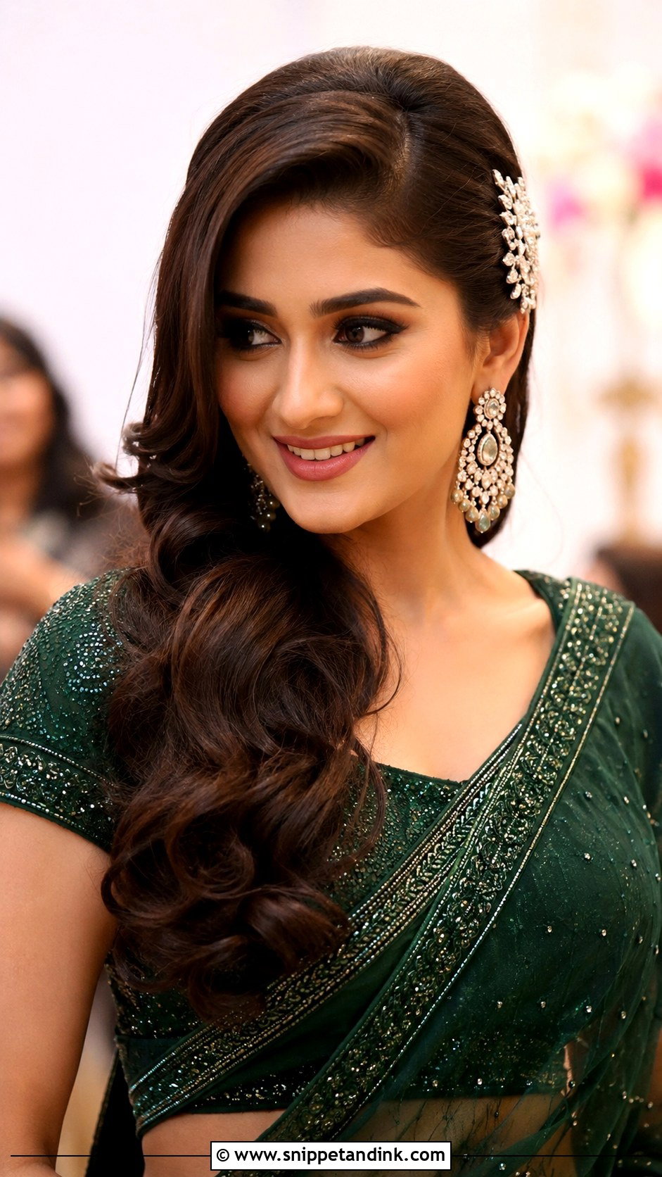 Indian Wedding Side Swept Curls - Snippet and Ink - 20 Indian Marriage Hair Styles