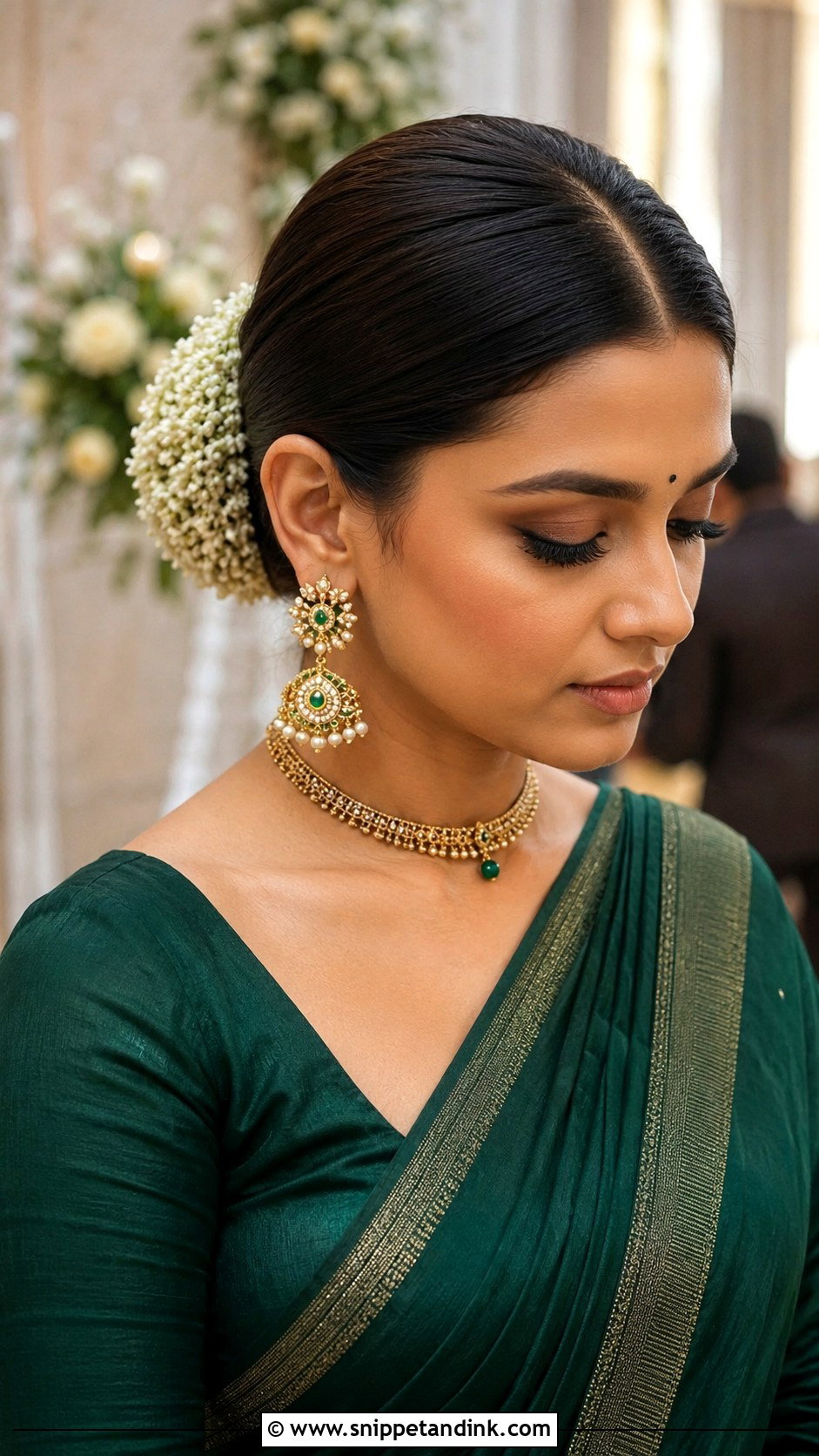 Indian Wedding Sleek Bun - Snippet and Ink - 15 Indian Hairstyle for Marriage Ideas
