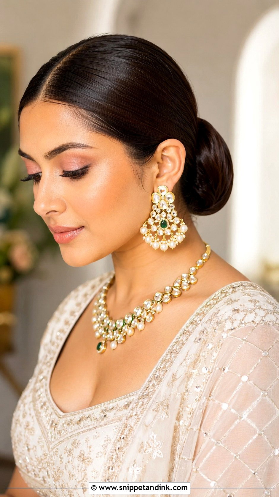 Indian Wedding Sleek Low Bun - Snippet and Ink - 15 Indian Wedding Hair Bun Ideas