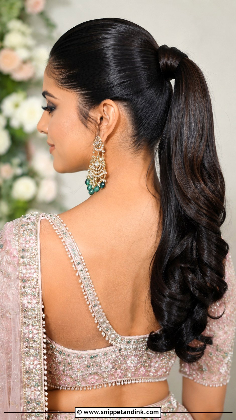 Indian Wedding Sleek Ponytail - Snippet and Ink - 15 Indian Wedding Function Hairstyles