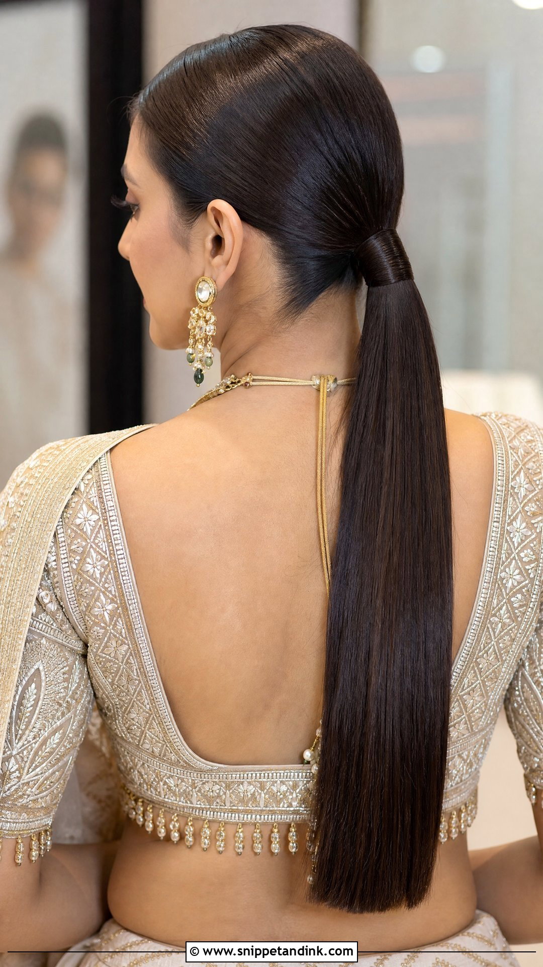 Indian Wedding Sleek Ponytail - Snippet and Ink - 15 Easy Indian Wedding Hairstyles