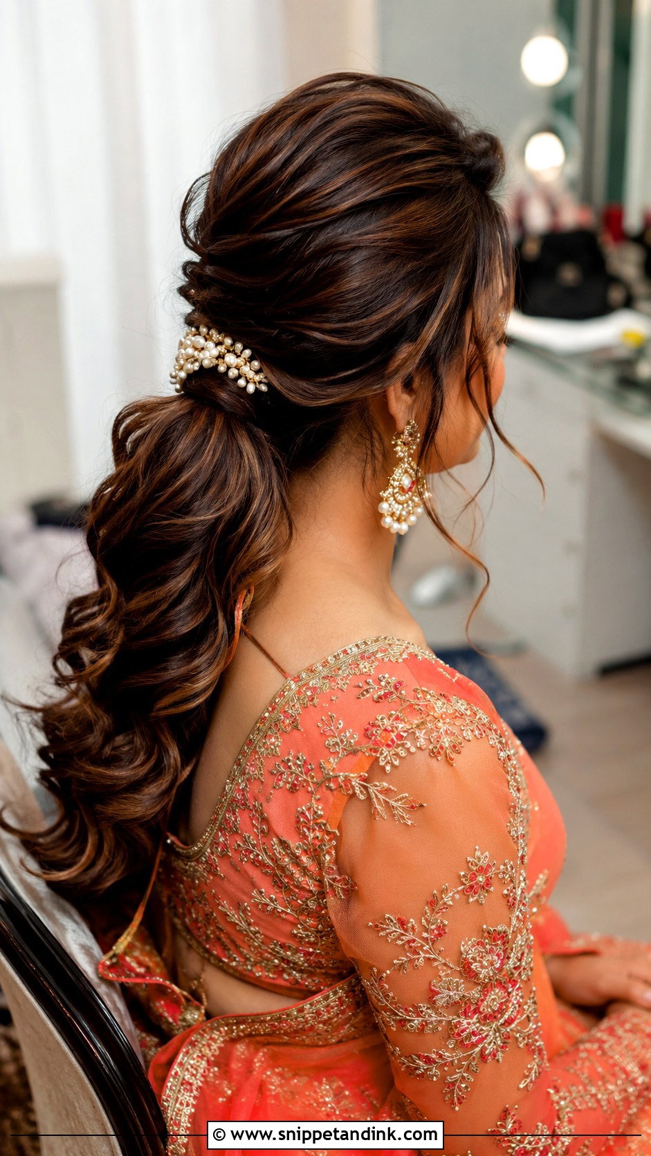 Indian Wedding Soft Curls Ponytail - Snippet and Ink - 15 Soft Curls Hairstyles Indian Wedding