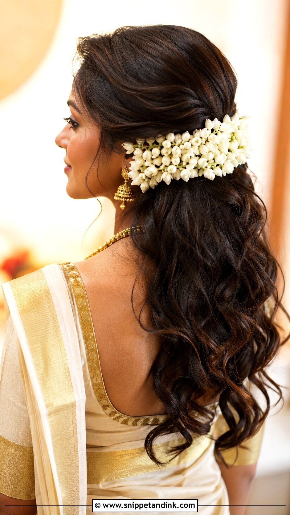 Indian Wedding Soft Curls With Gajra - Snippet and Ink - 15 Soft Curls Hairstyles Indian Wedding