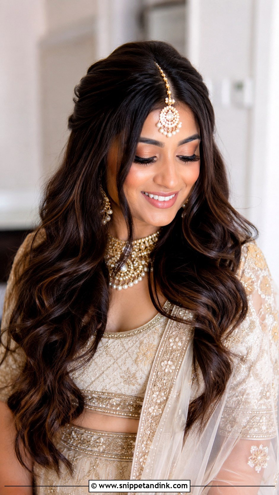 Indian Wedding Soft Curls With Maang Tikka - Snippet and Ink - 15 Soft Curls Hairstyles Indian Wedding