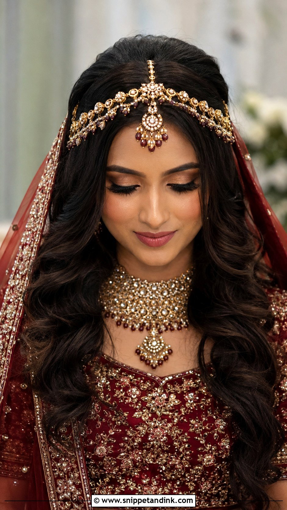 Indian Wedding Soft Curls With Matha Patti - Snippet and Ink - 15 Soft Curls Hairstyles Indian Wedding