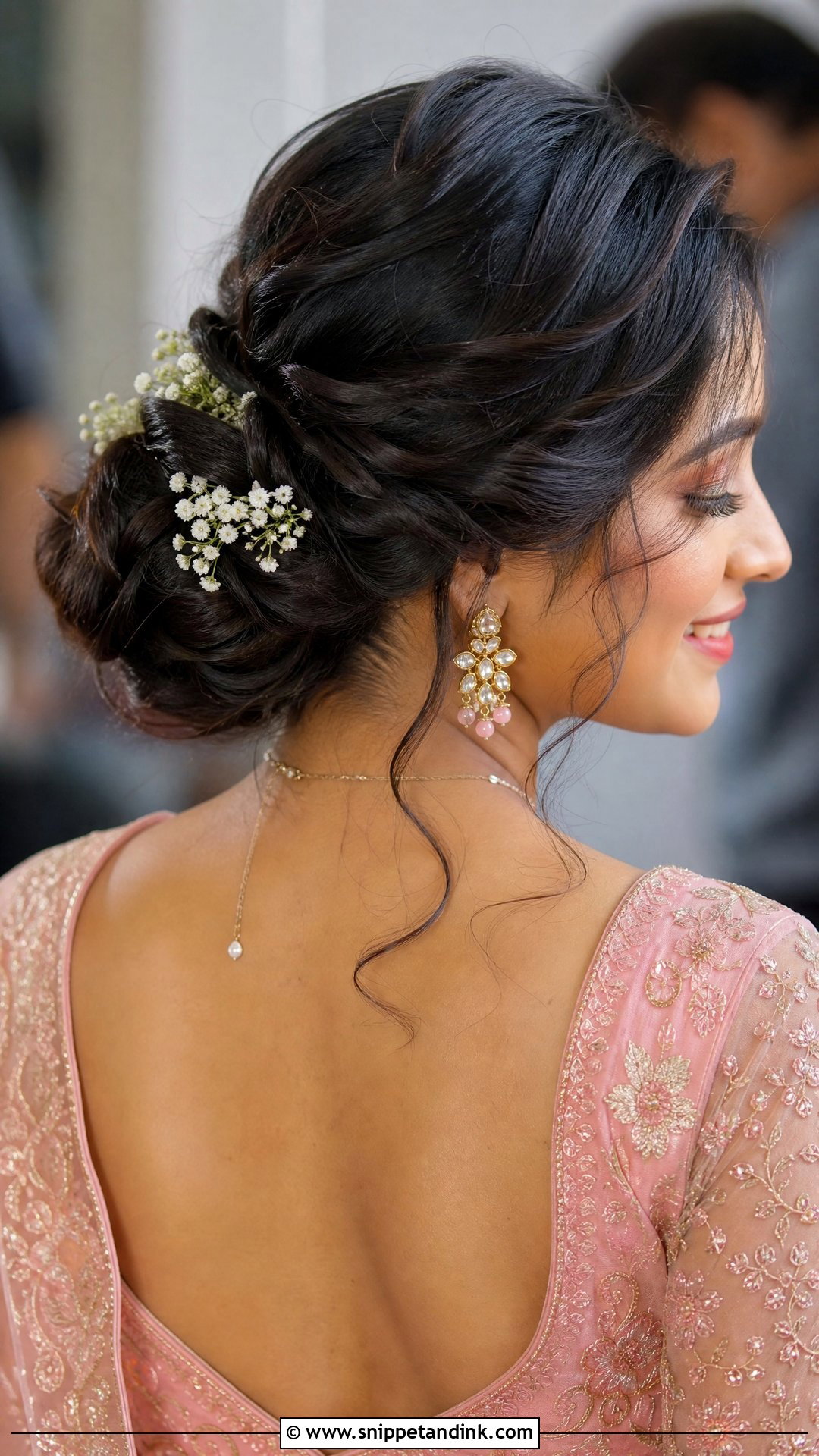 Indian Wedding Twisted Low Bun - Snippet and Ink - 20 Simple Indian Wedding Hairstyles