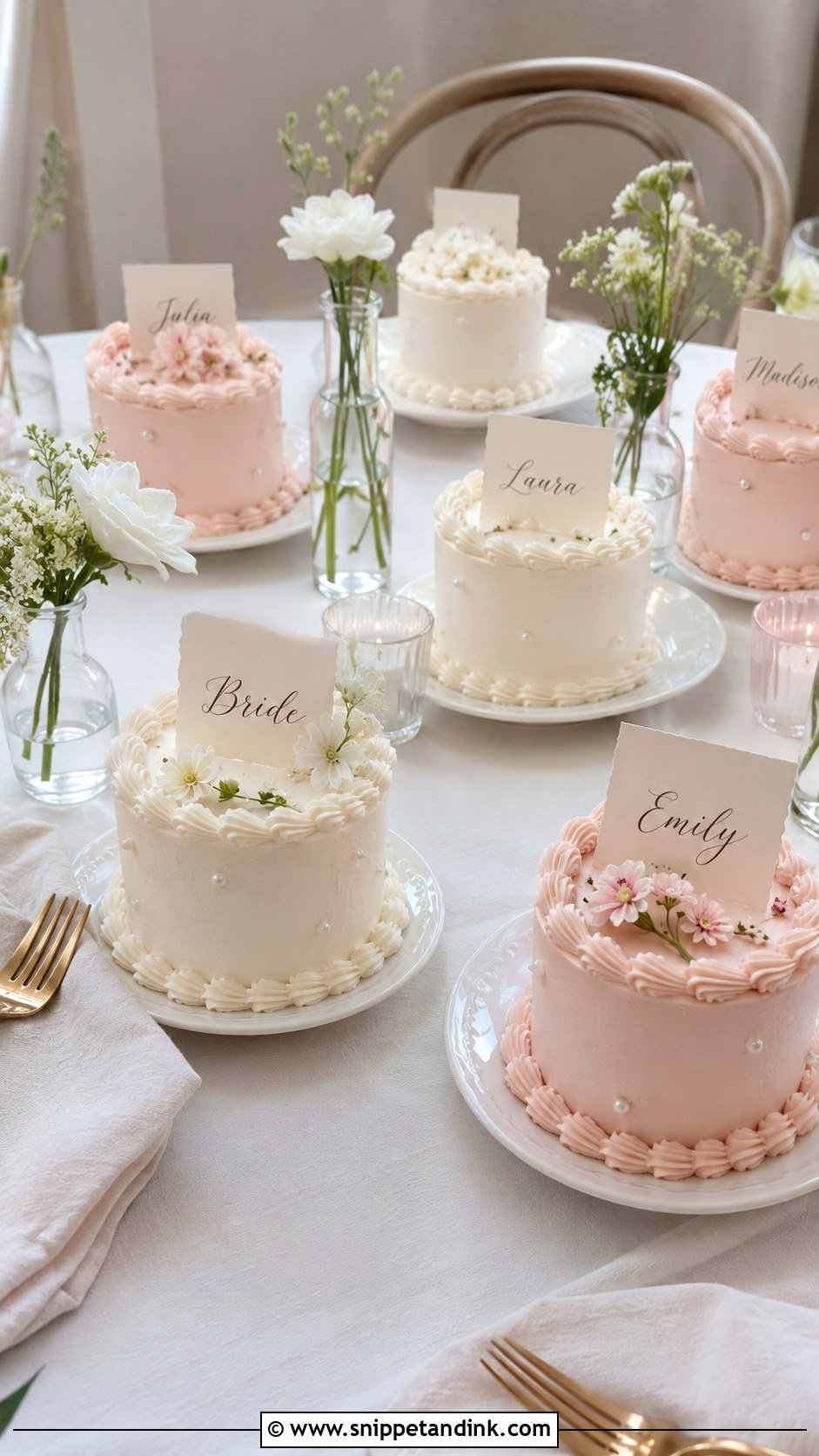 Individual Mini Wedding Cakes - Snippet and Ink - 20 Elopement Wedding Cake Ideas