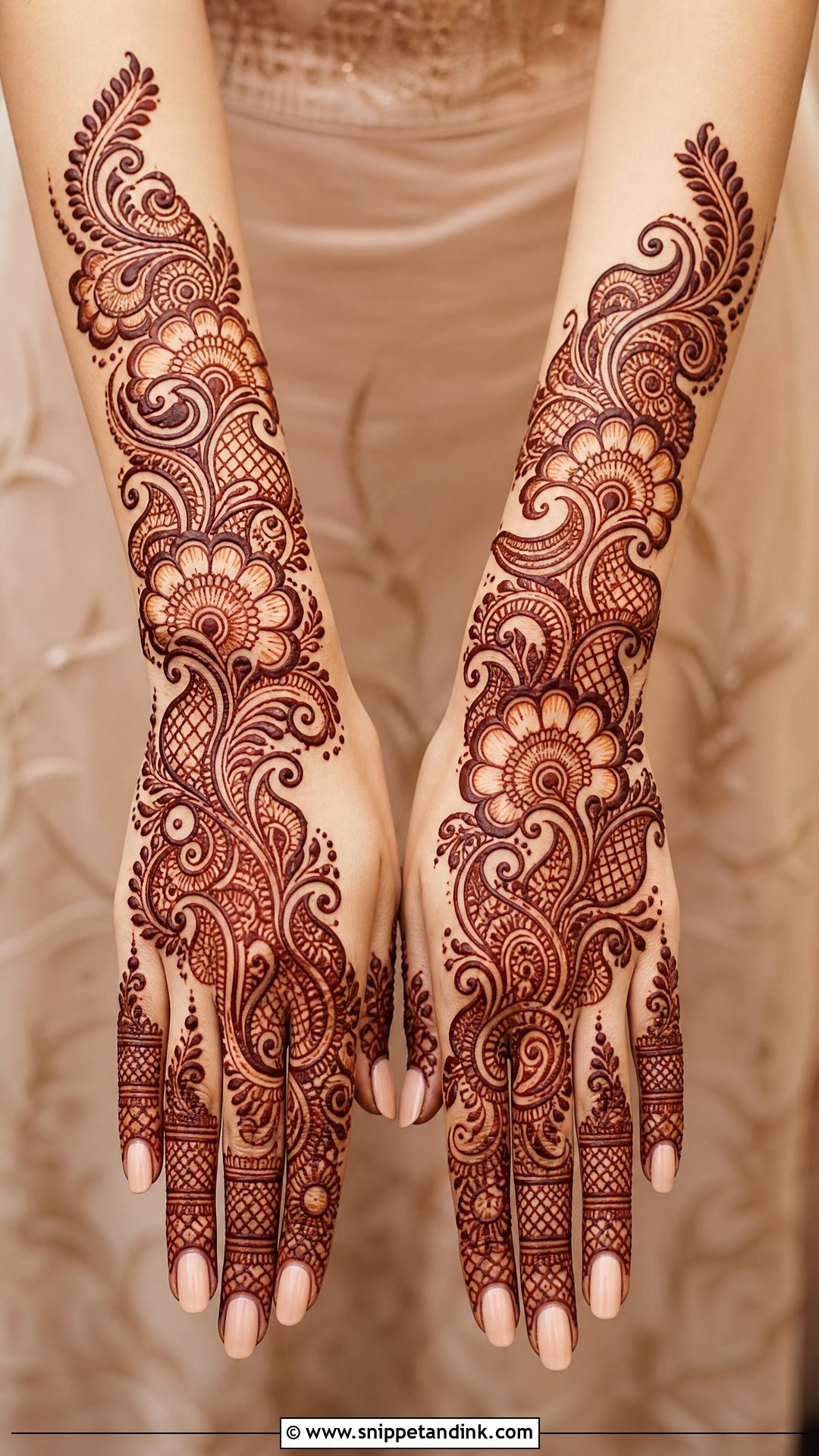 Indo Arabic Back Hand Bridal Mehndi Design - Snippet and Ink - 20 Back Bridal Engagement Mehndi Designs