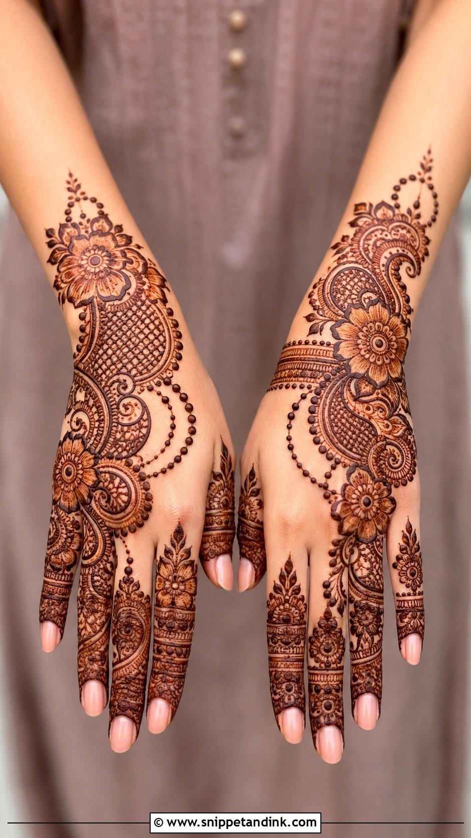 Indo Arabic Back Hand Engagement Mehndi Design - Snippet and Ink - 30 Back Engagement Mehndi Designs