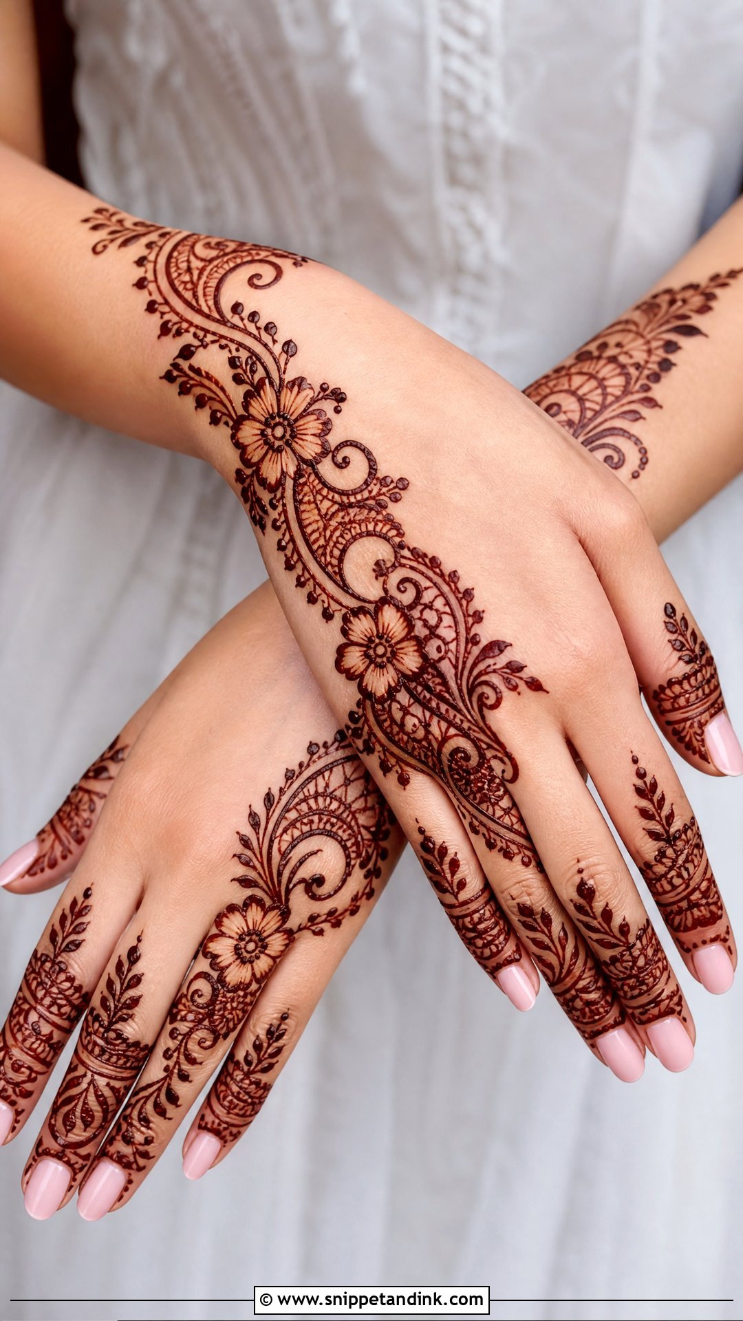 Indo Arabic Back Hand Engagement Mehndi Design - Snippet and Ink - 20 Back Hand Engagement Mehndi Designs